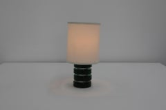 Small Mid-Century Erik Hoglund Inspired Emerald Glass Table Lamp w/ Brass Accent