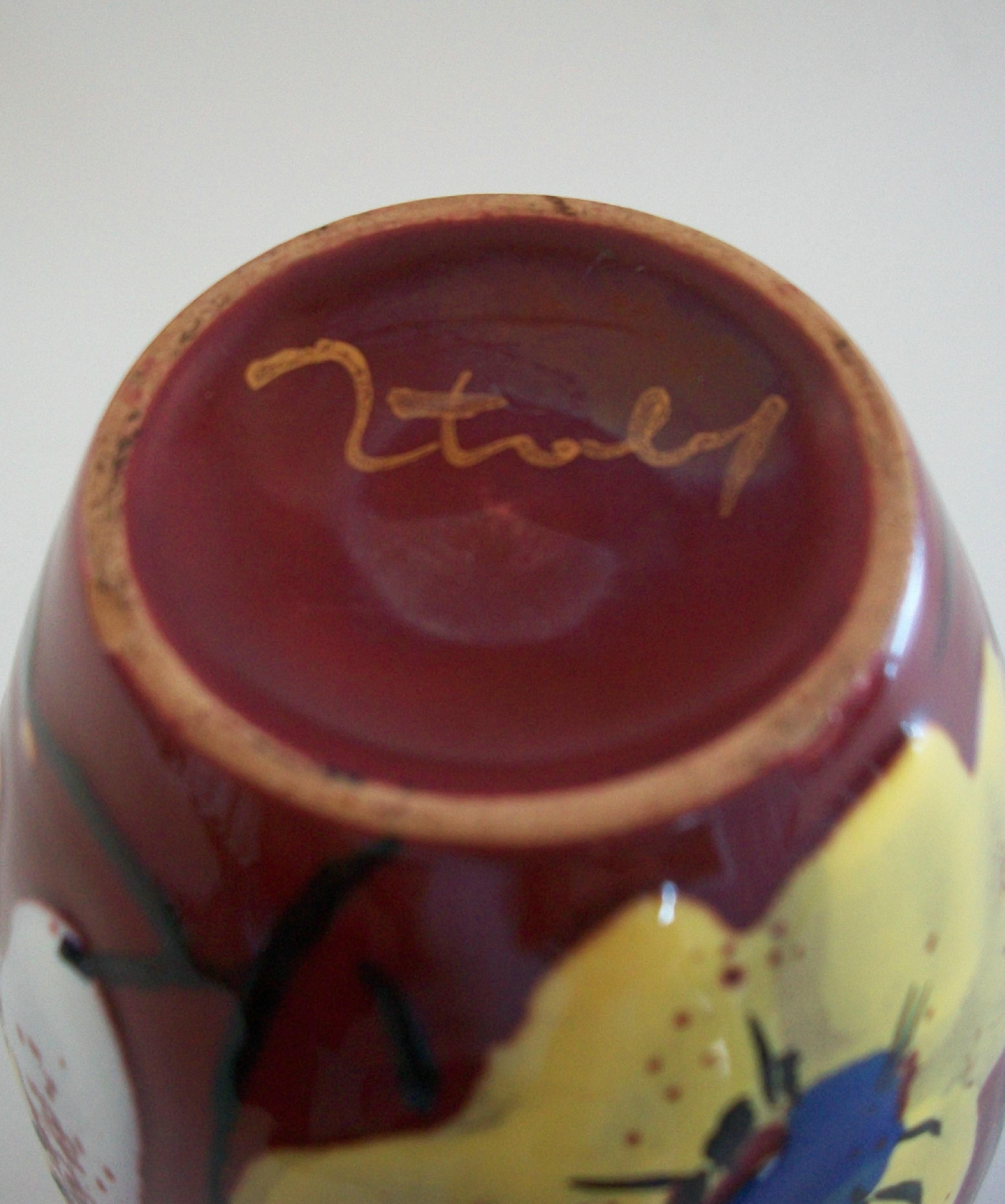 Terracotta Piccolo vaso in terracotta dipinta e smaltata della metà del secolo scorso - Italia - CIRCA 1950 in vendita