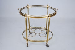 Small Mid-Century Italian Brass Bar Cart with Removable Tray, 1950s