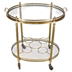 Small Mid-Century Italian Brass Bar Cart with Removable Tray, 1950s