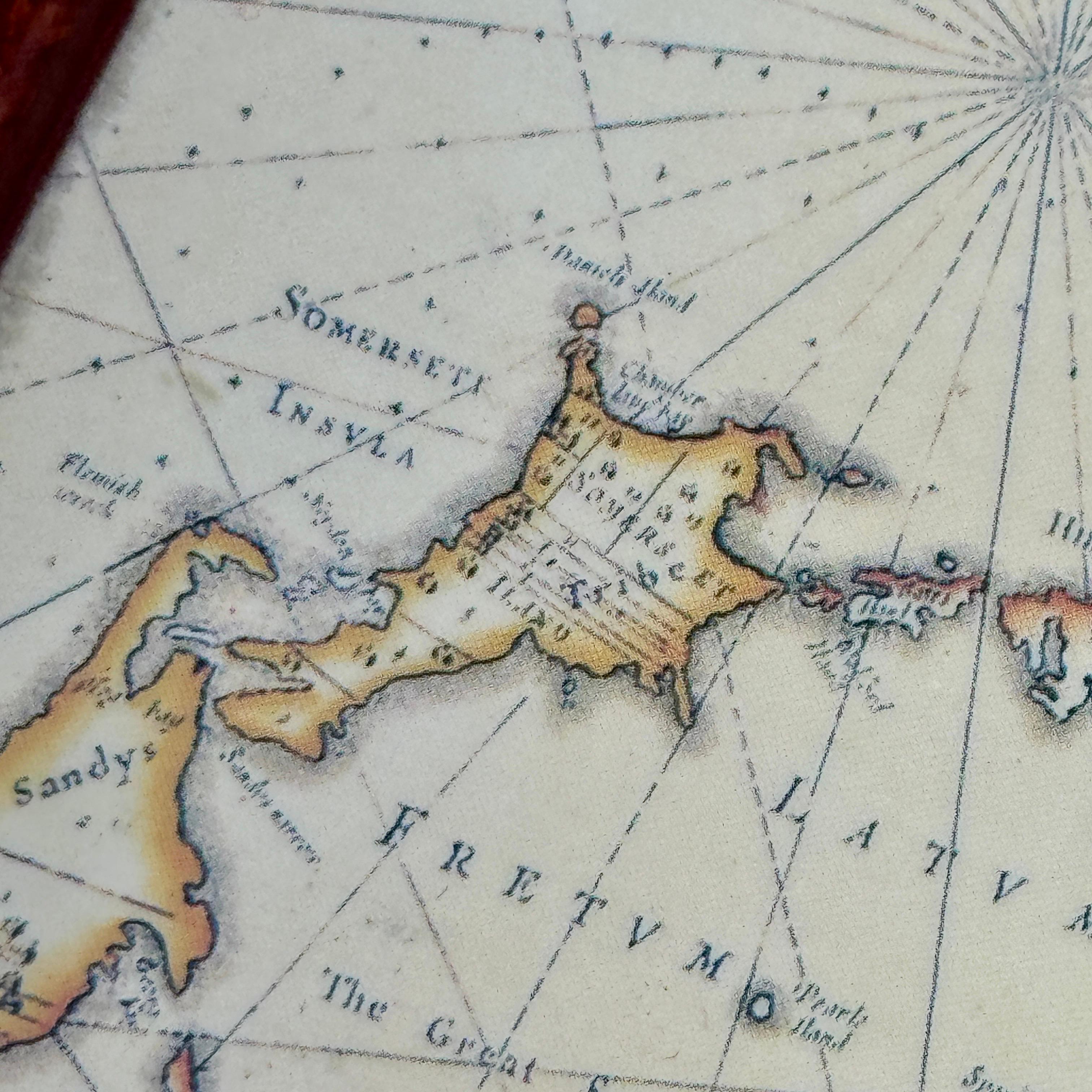 Small Mid-Century Italian Burl Tray and Map of Bermuda For Sale 5
