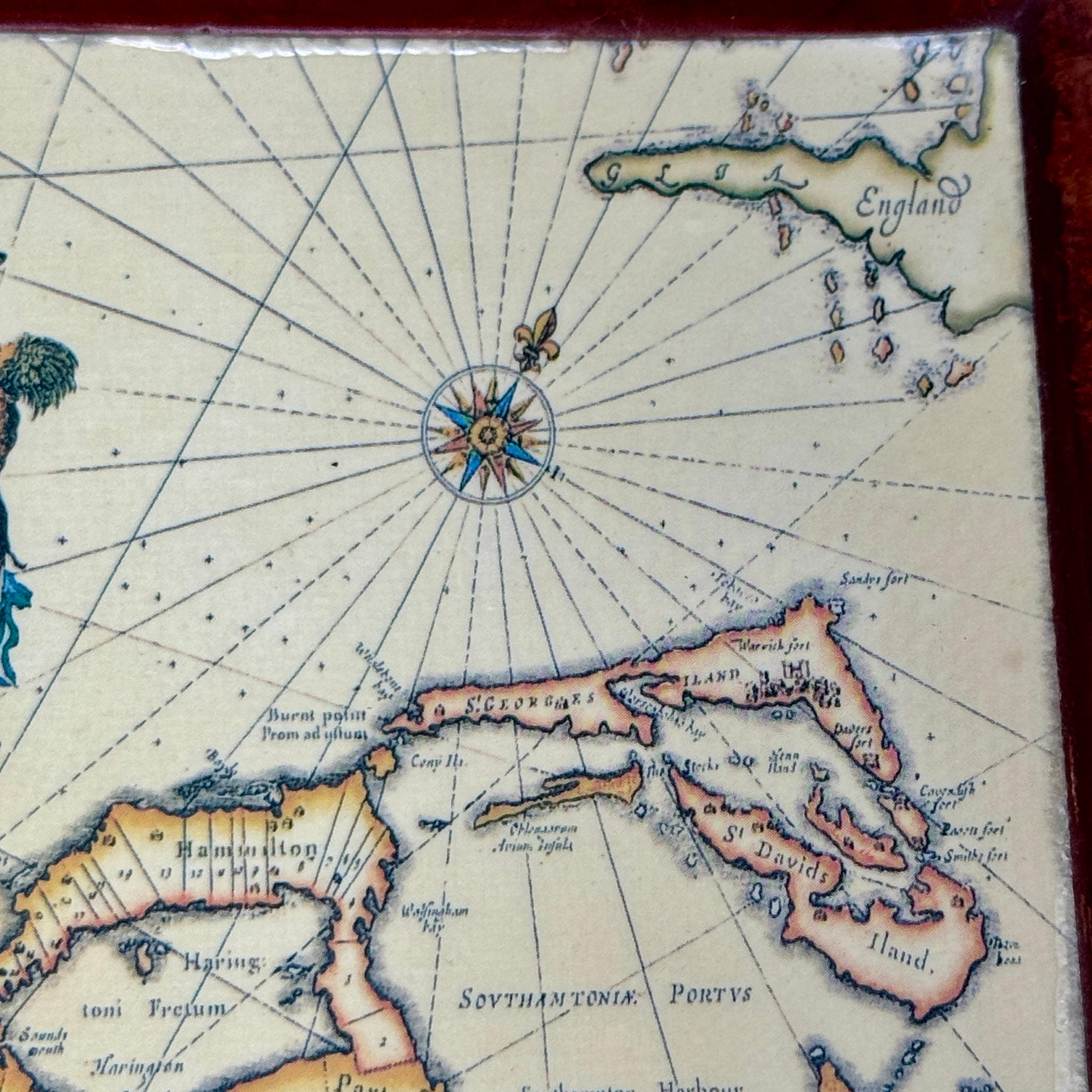 Small Mid-Century Italian Burl Tray and Map of Bermuda For Sale 6