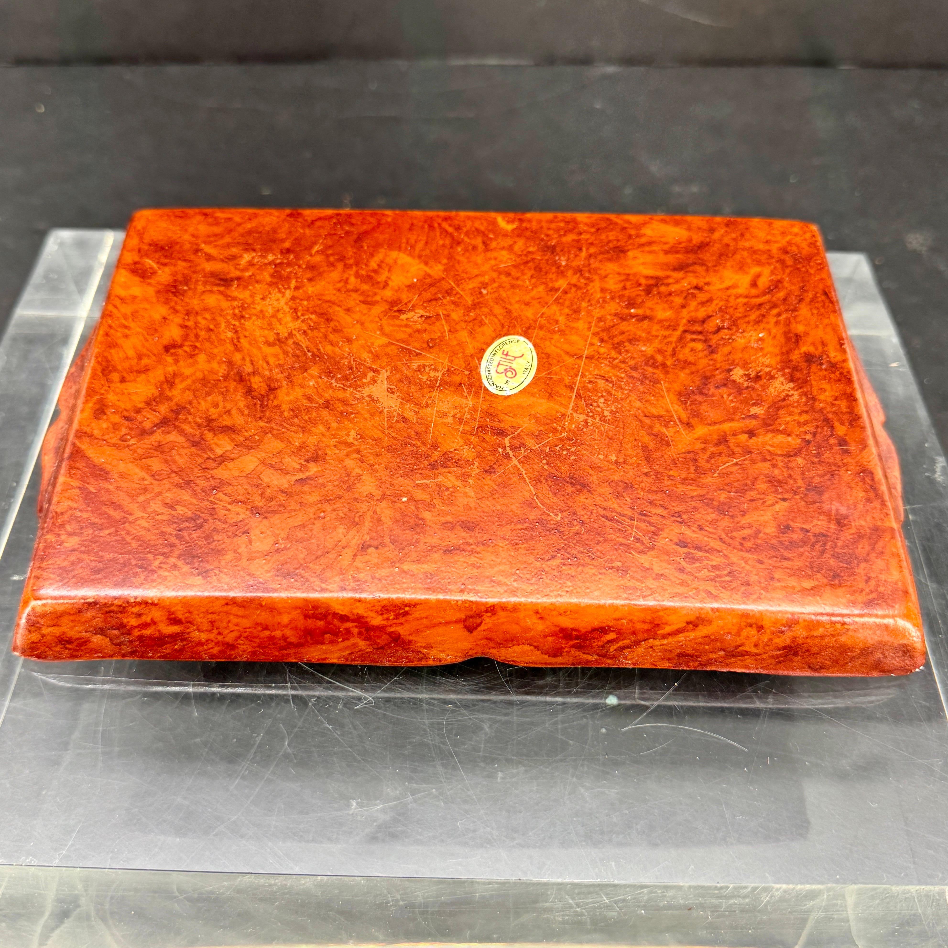 Small Mid-Century Italian Burl Tray and Map of Bermuda For Sale 2