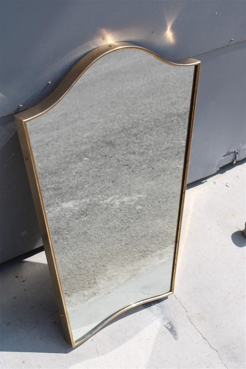 Mid-Century Modern Small Midcentury Italian Design Gold Brass Shaped Wall Mirror