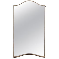 Small Midcentury Italian Design Gold Brass Shaped Wall Mirror