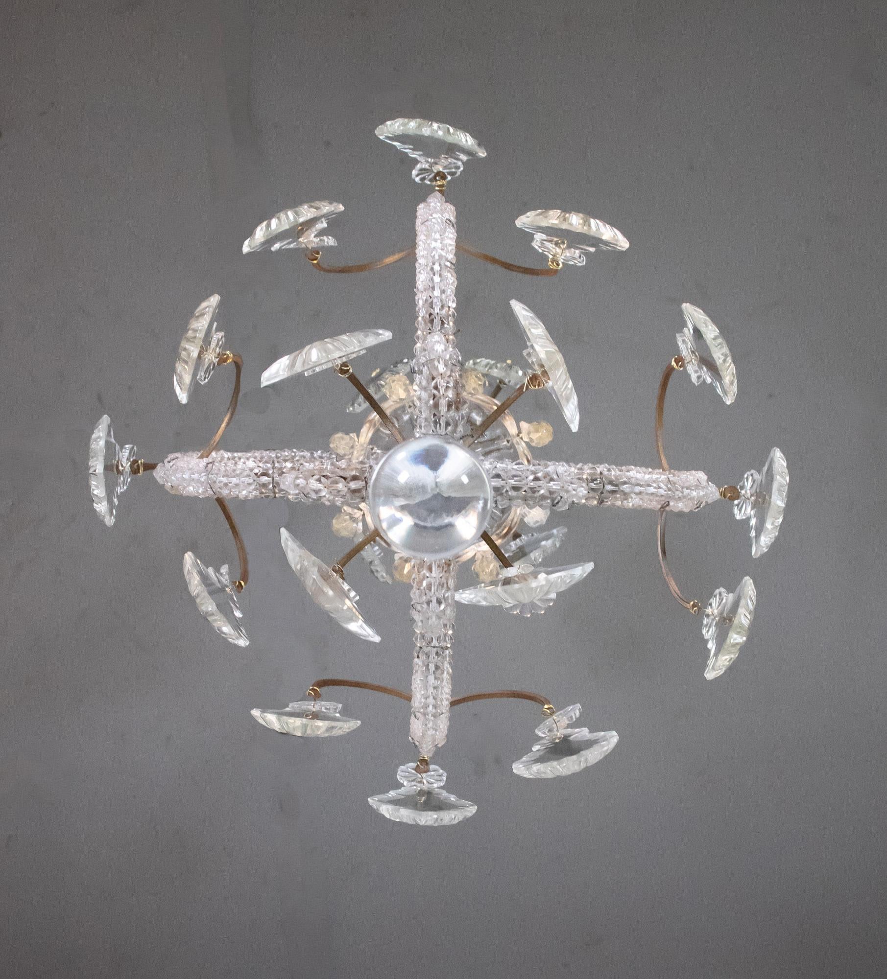 Piccolo lampadario a una luce in cristallo in stile rococò italiano della metà del secolo scorso in vendita 4