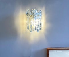 Petite applique murale du milieu du siècle Murano en verre glacé Icicle Murano 1970, Vienne