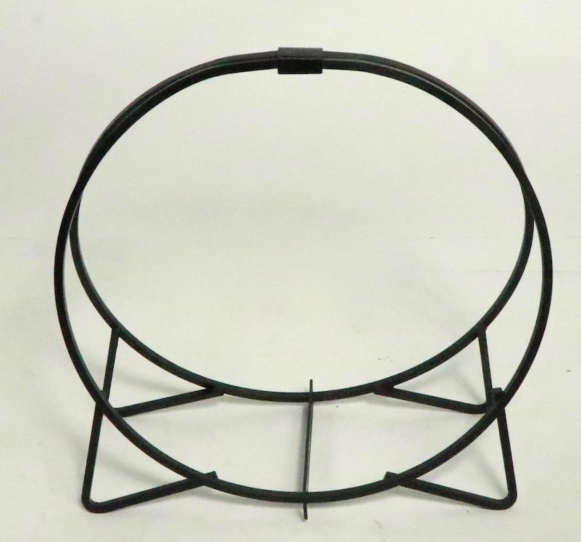 Circular mid century wrought iron holder of diminutive scale. Well made, and in very good condition, clean and ready to use.