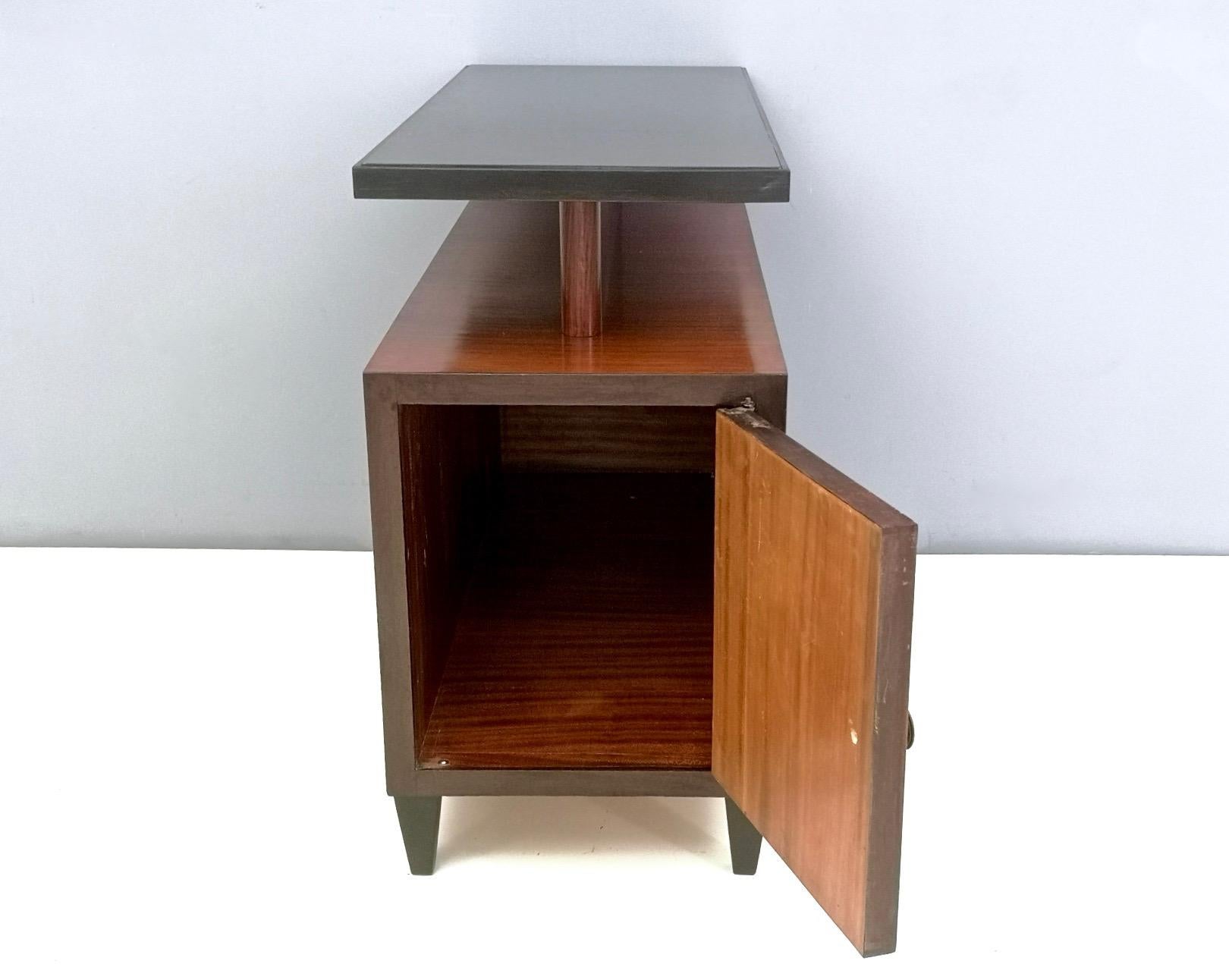 Small Midcentury Wood and Ebonized Beech Divider Cabinet, Italy, 1940s 5