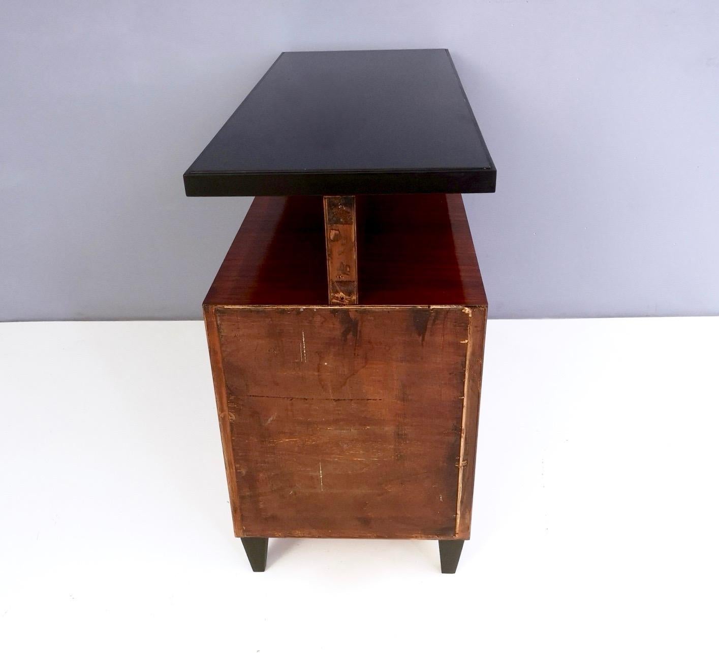 Small Midcentury Wood and Ebonized Beech Divider Cabinet, Italy, 1940s 2