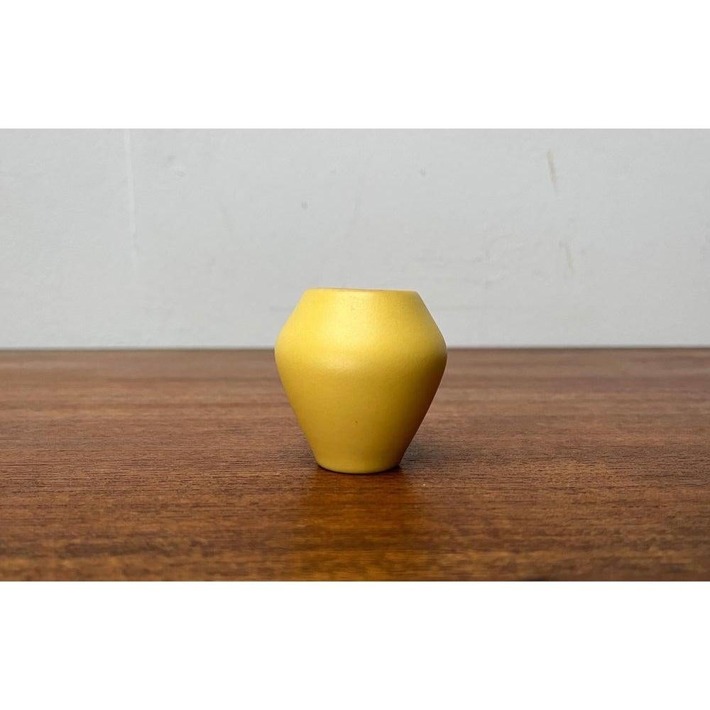 Small Mid-Century Minimalist German Studio Pottery in Yellow Vase, 1960s For Sale 2