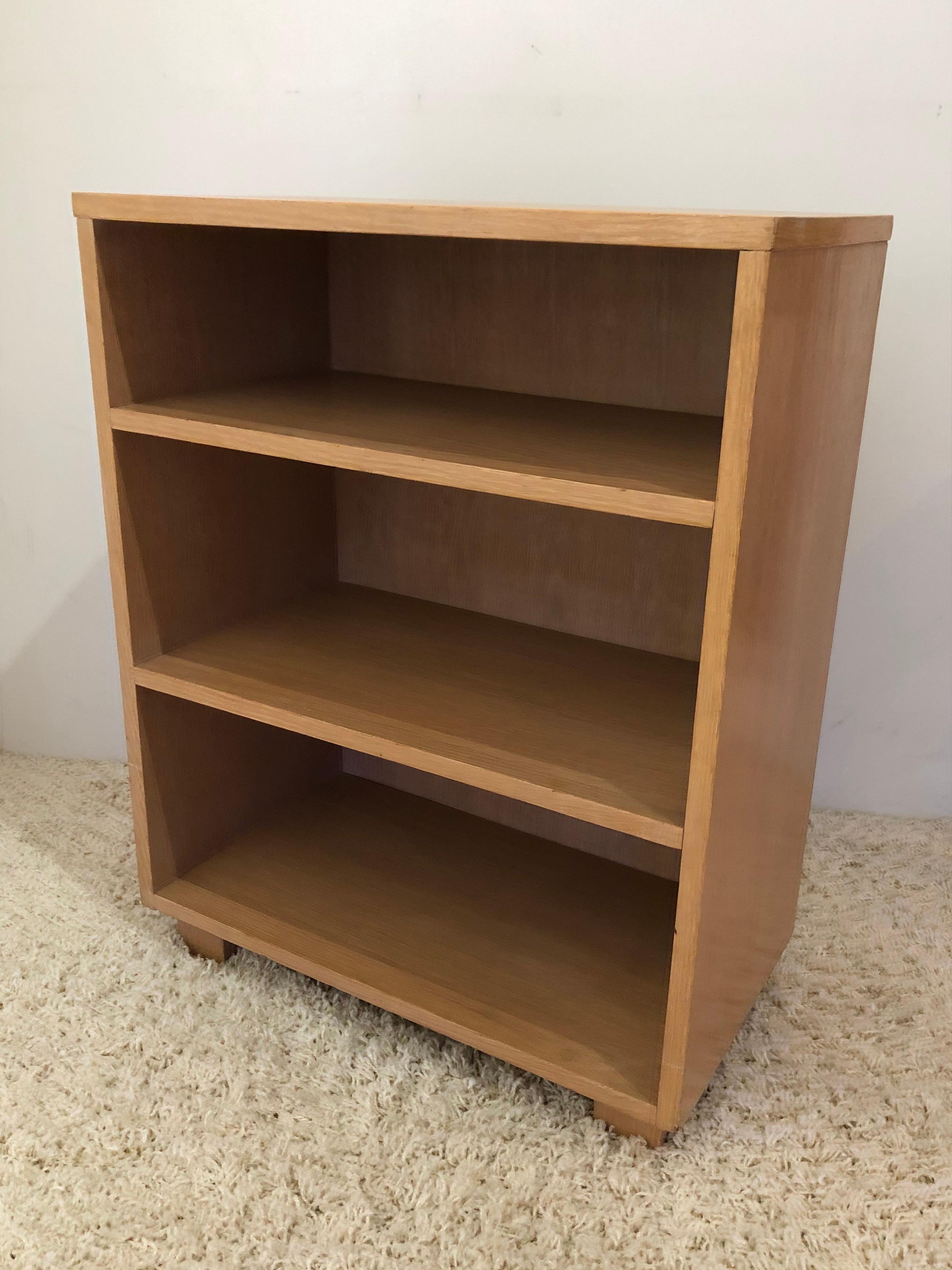 American Small Mid-Century Modern Bleached Cerused Oak Book Case For Sale