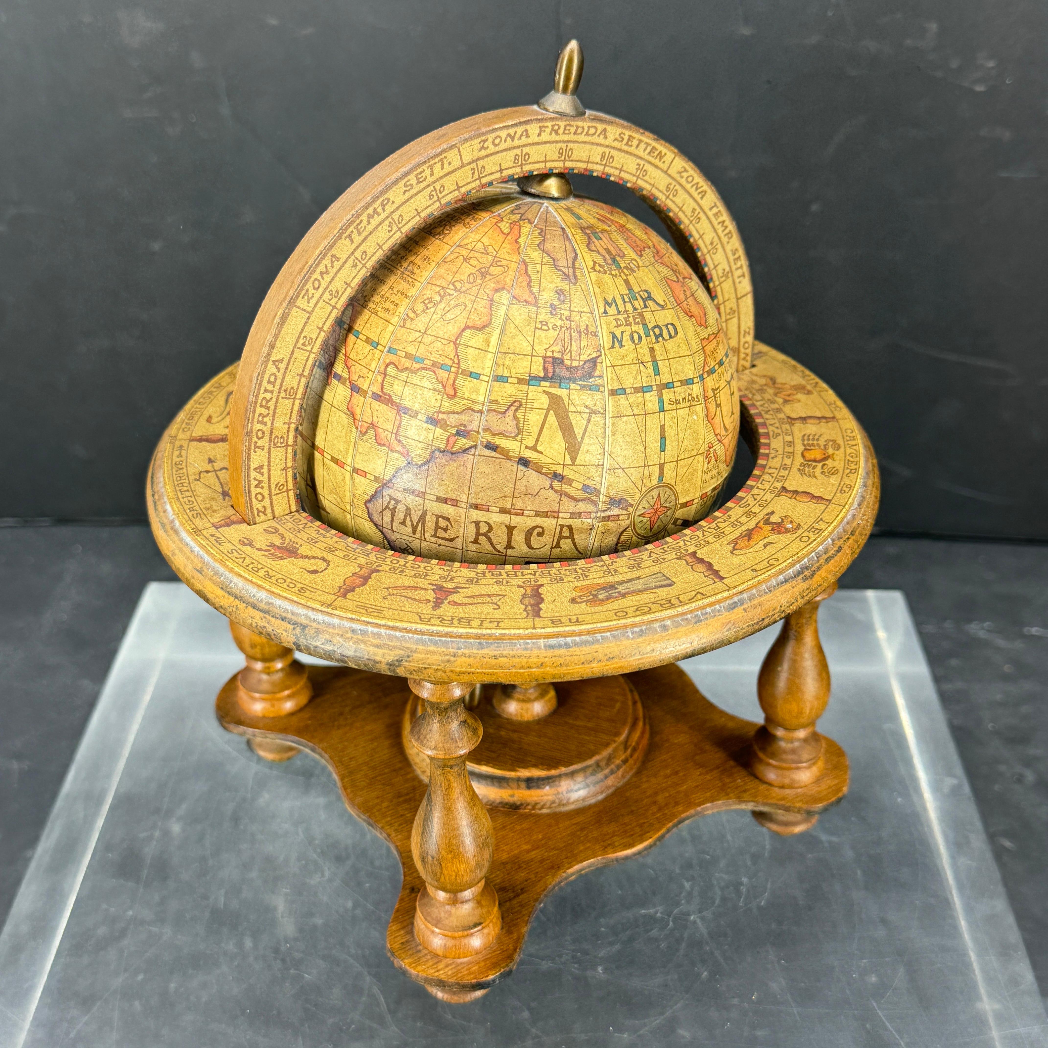 British Colonial Small Mid-Century Modern Italian Globe for Bar Desk Table
