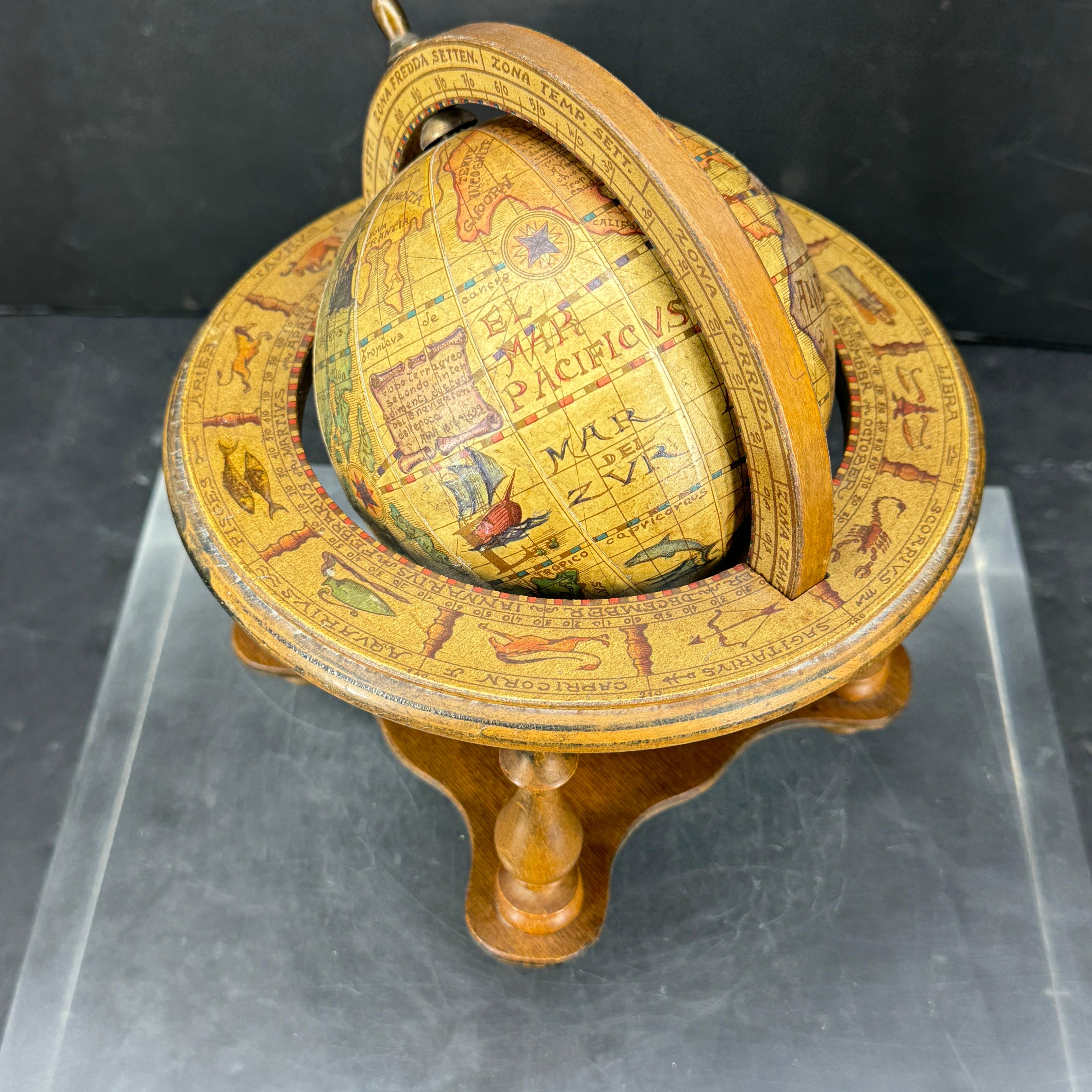 Brass Small Mid-Century Modern Italian Globe for Bar Desk Table