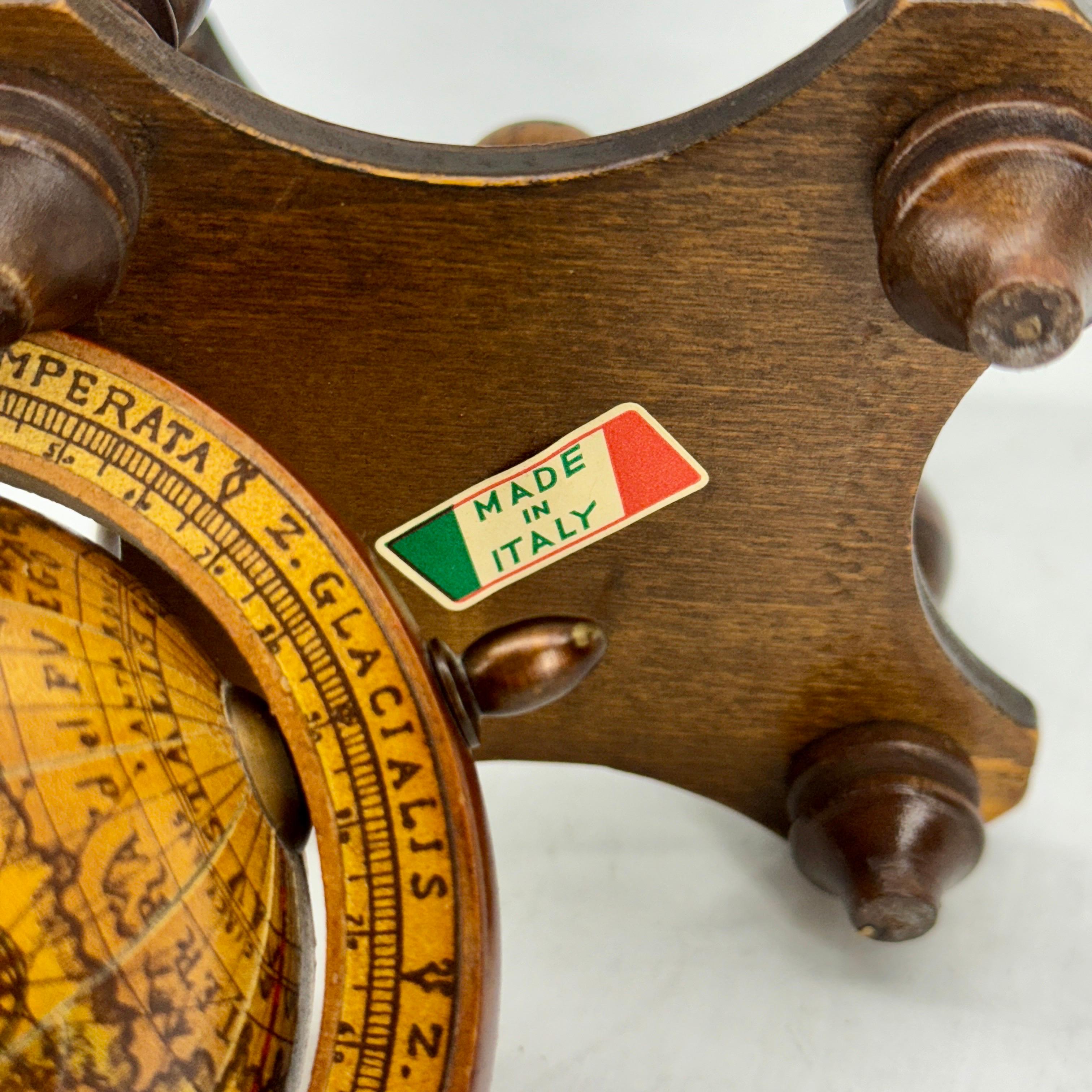 Wood Small Mid-Century Modern Italian Globe for Bar Desk Table