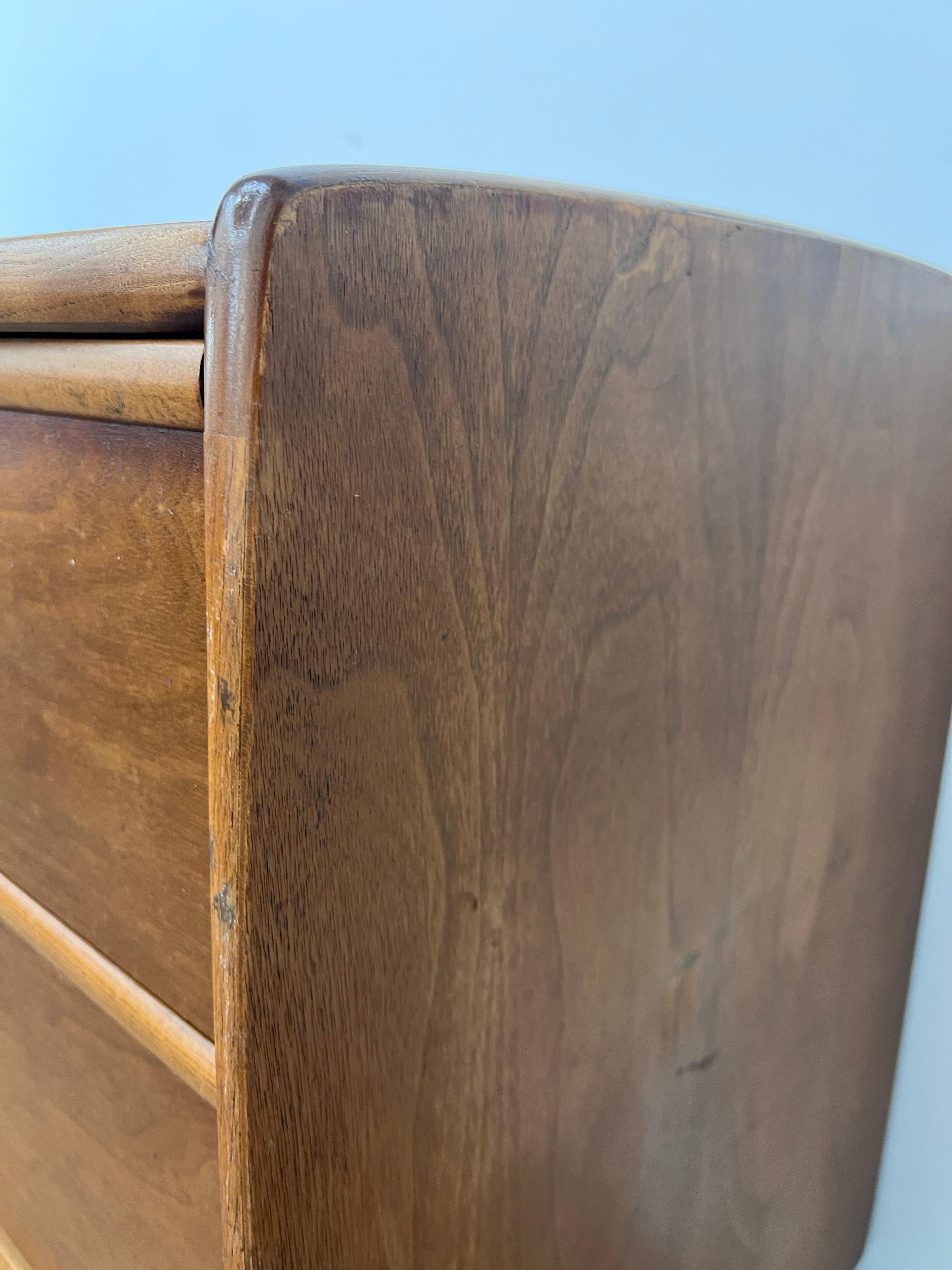 small Mid-Century modern Kent Coffey  “The Cadence” line walnut lowboy Dresser w 2