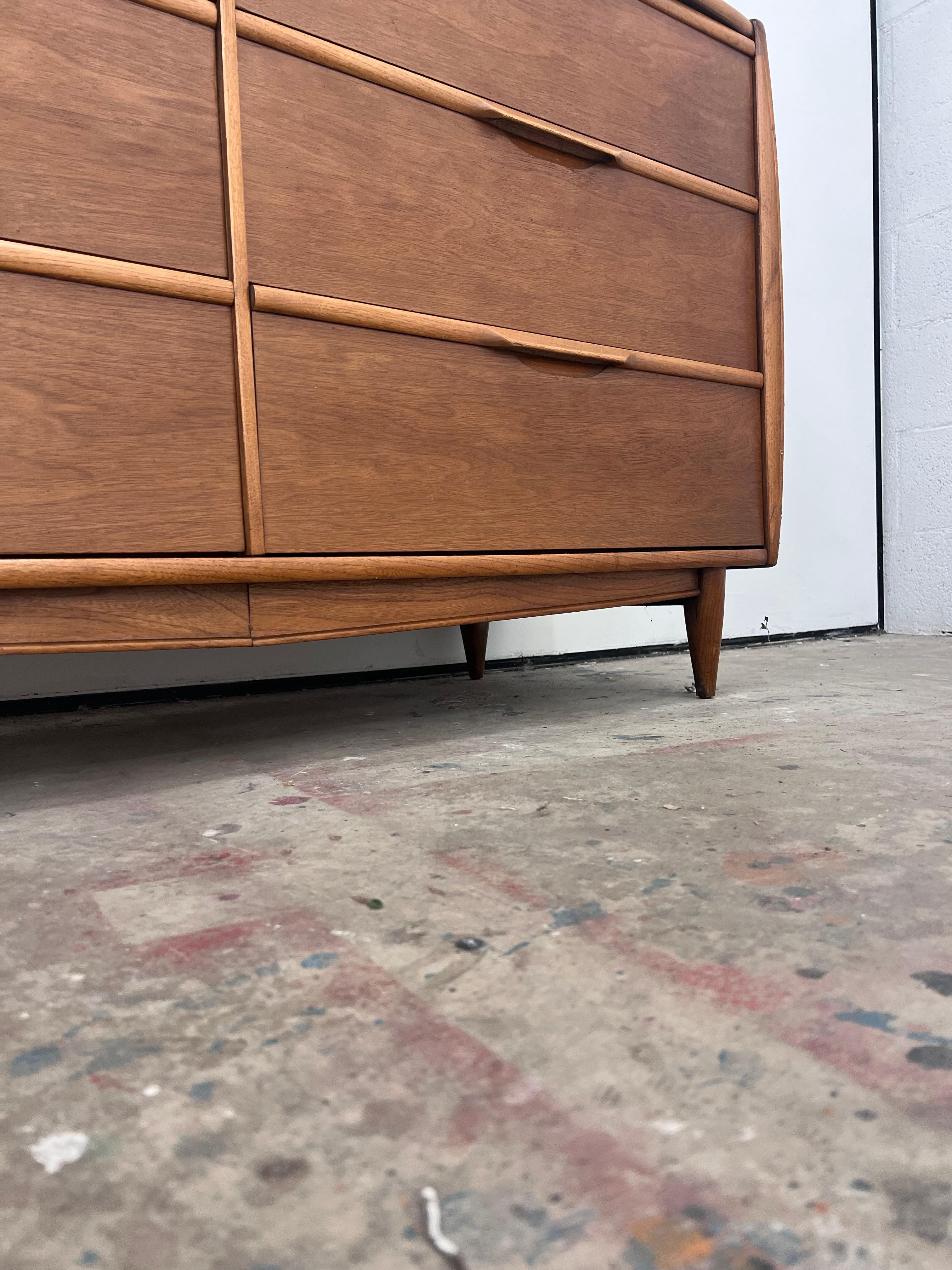 North American small Mid-Century modern Kent Coffey  “The Cadence” line walnut lowboy Dresser w For Sale
