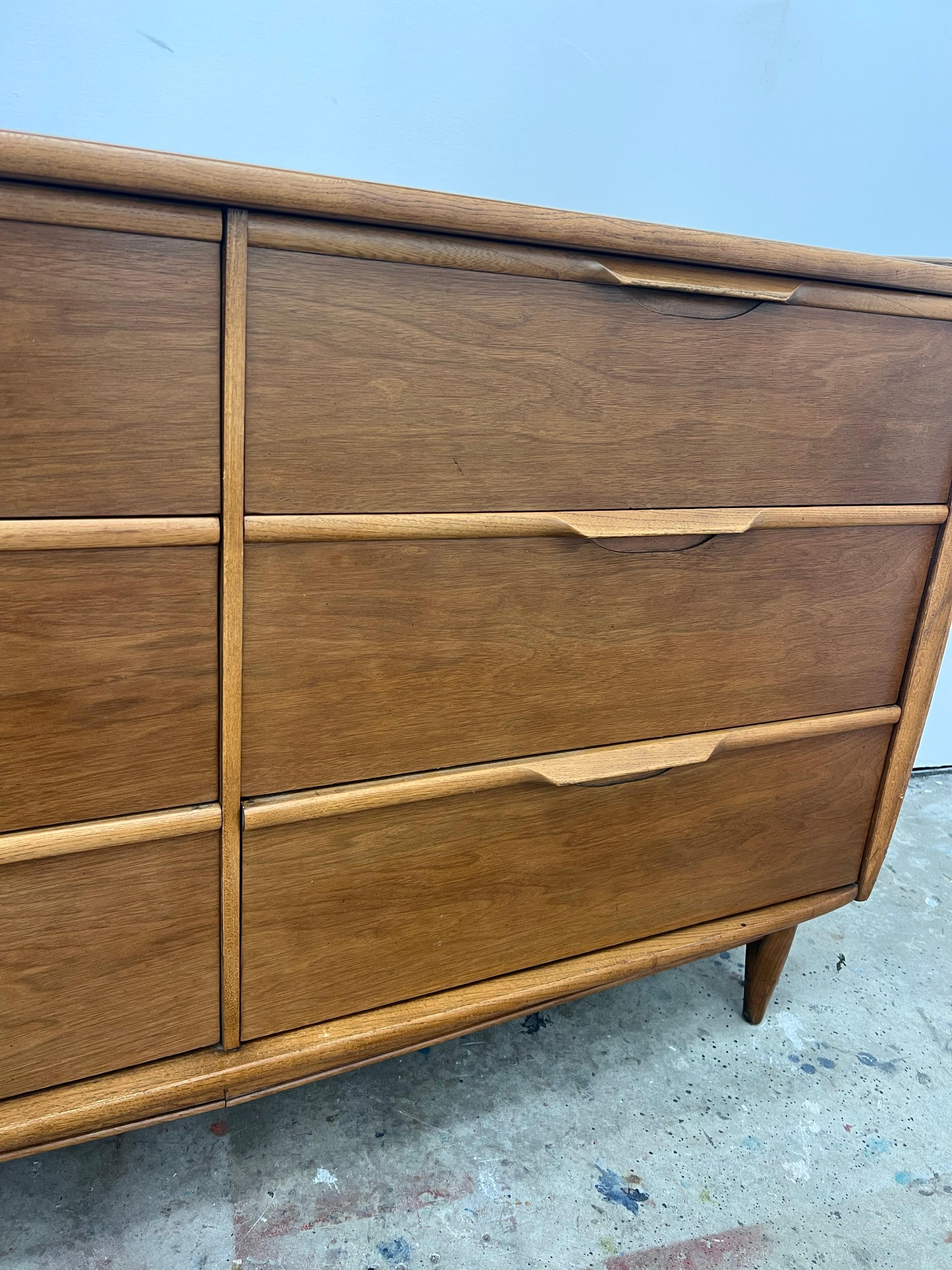 Mid-20th Century small Mid-Century modern Kent Coffey  “The Cadence” line walnut lowboy Dresser w For Sale