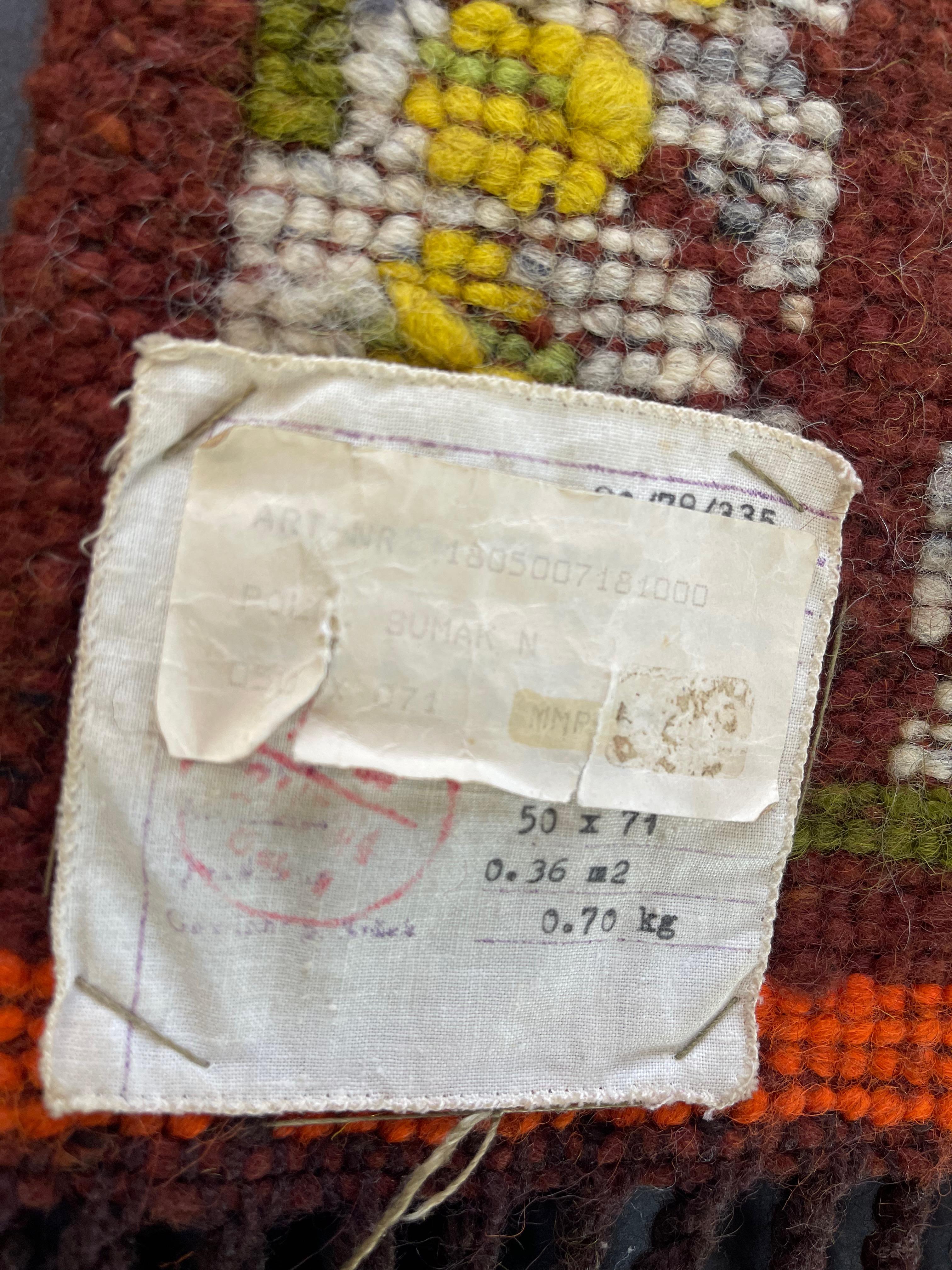 Petit Kilim Sumak moderne du milieu du siècle, Pologne dans des couleurs chaudes et terreuses, Verger en vente 2