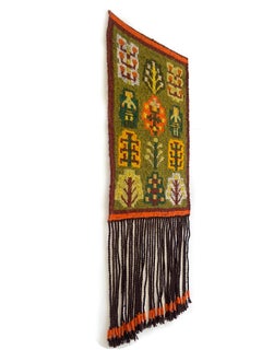 Small Mid-Century Modern Sumak Kilim, Poland in Warm Earthy Colours, Orchard