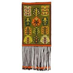 Small Mid-Century Modern Sumak Kilim, Poland in Warm Earthy Colours, Orchard
