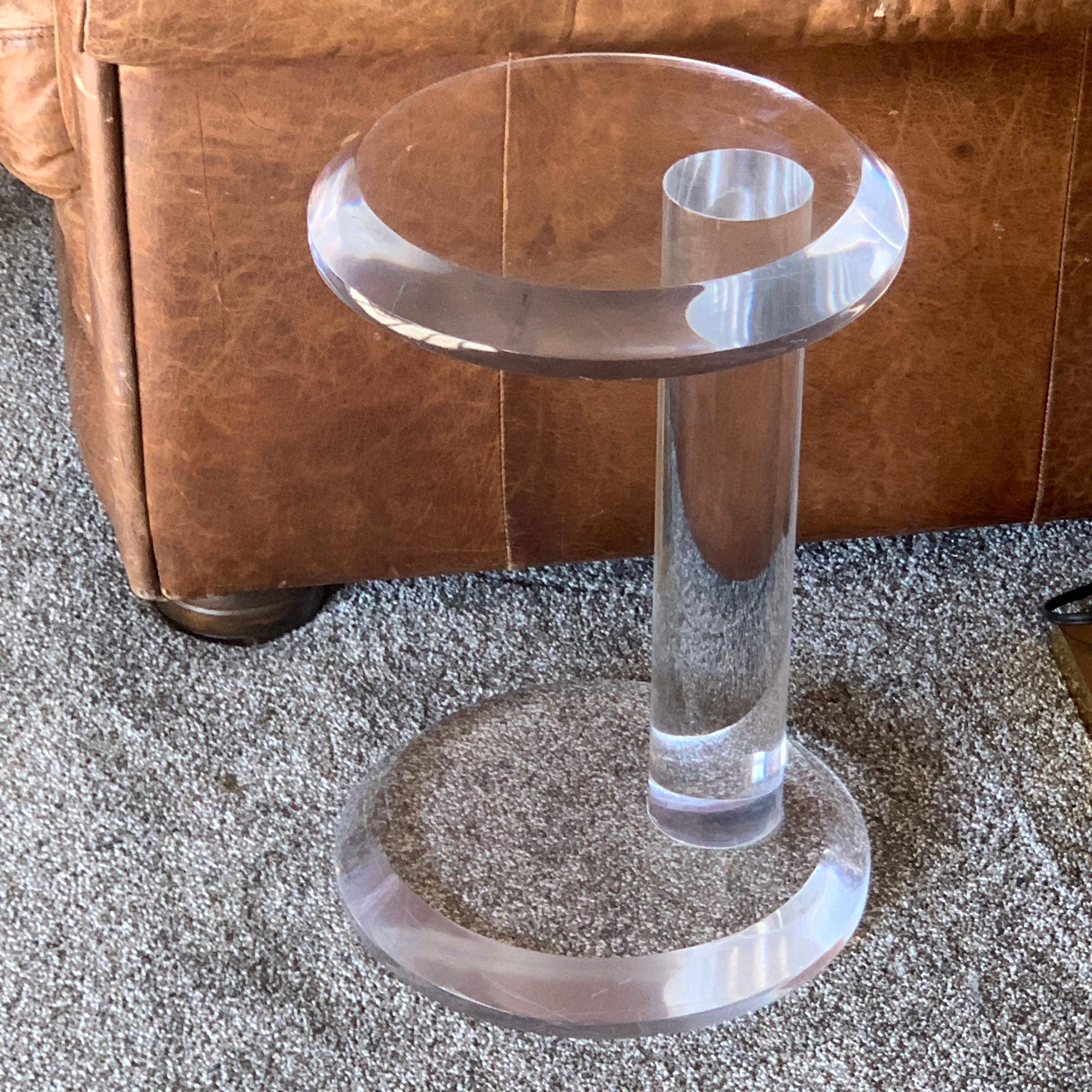 Small Mid-Century Modern Thick Lucite Round Side Table 6