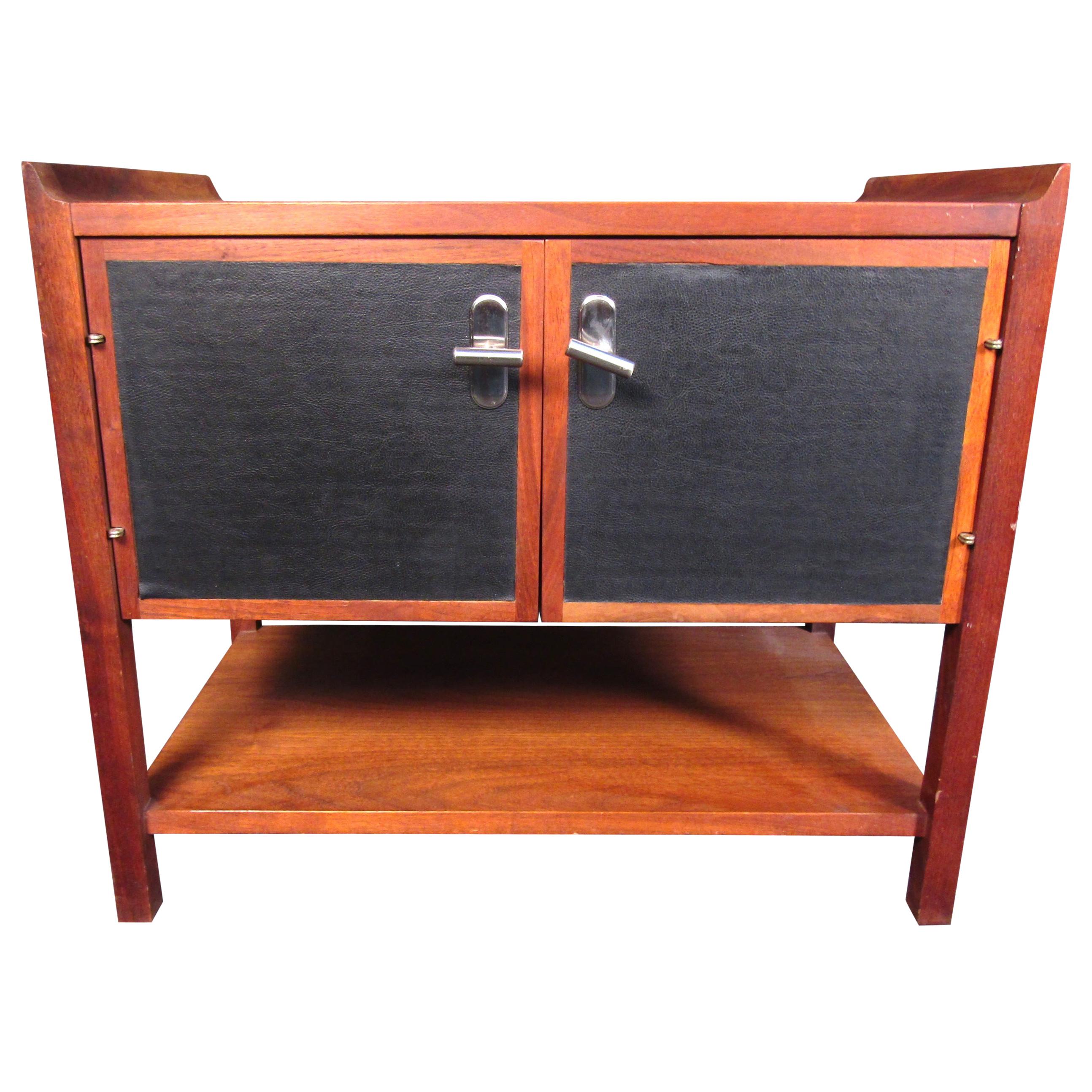 Small Mid-Century Modern Walnut Side Cabinet For Sale
