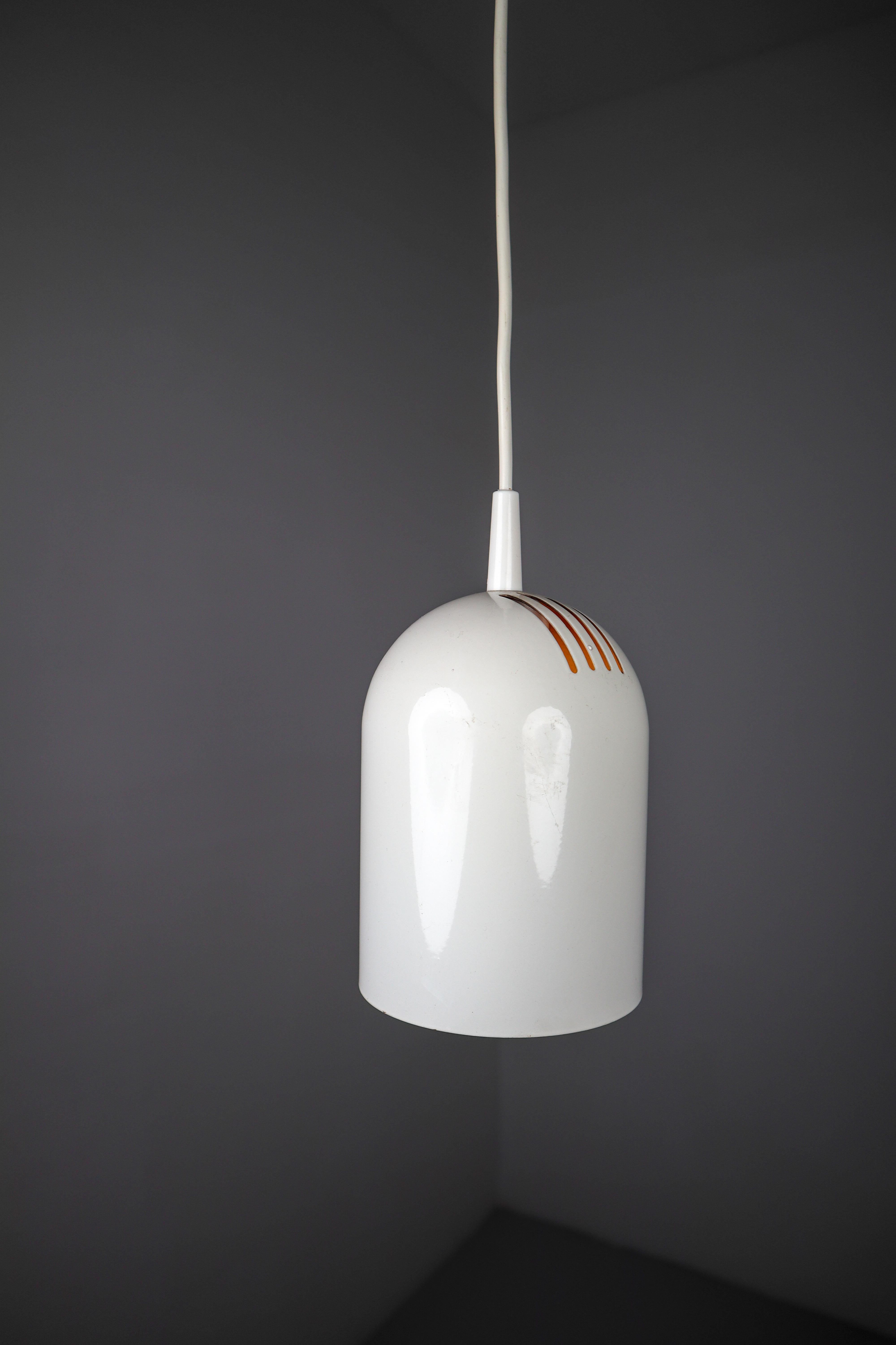 Small Mid-Century Modern White Coated Pendants Lights, Germany, 1970s In Good Condition In Almelo, NL