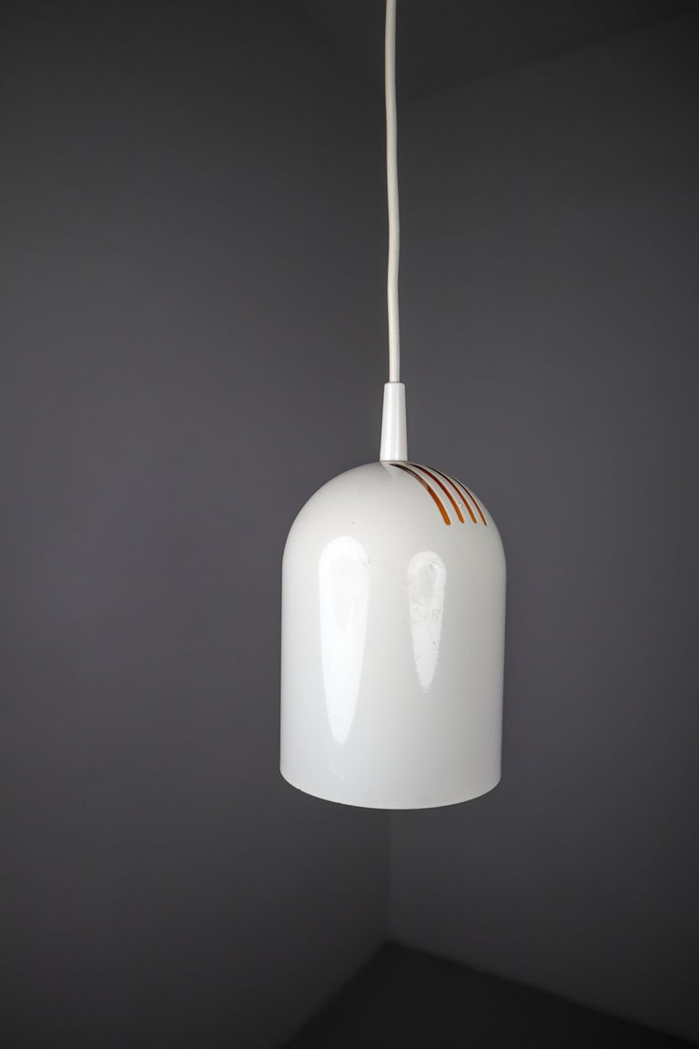 Small Mid-Century Modern White Coated Pendants Lights, Germany, 1970s In Good Condition For Sale In Almelo, NL