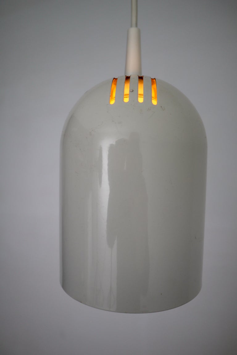 20th Century Small Mid-Century Modern White Coated Pendants Lights, Germany, 1970s For Sale