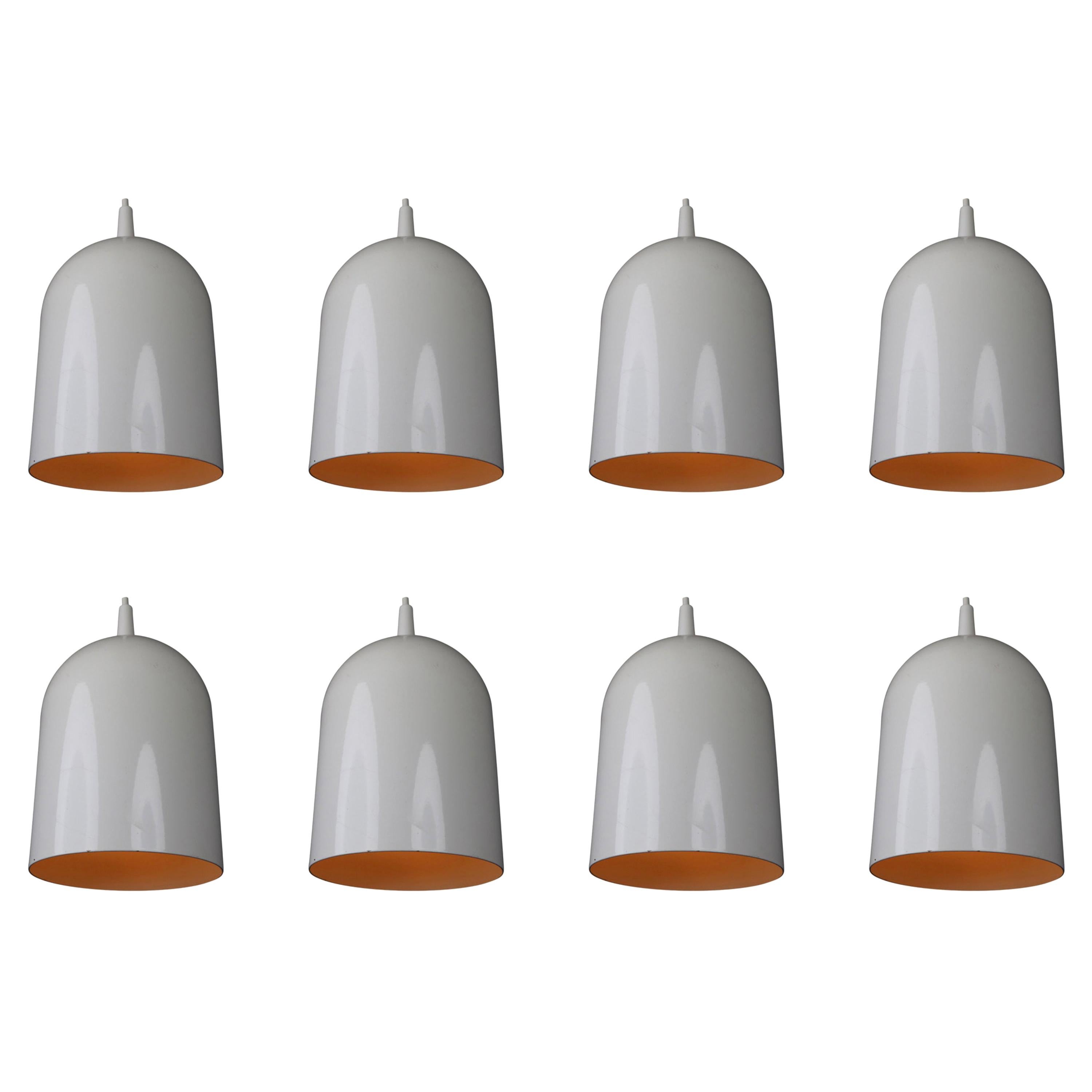 Small Mid-Century Modern White Coated Pendants Lights, Germany, 1970s