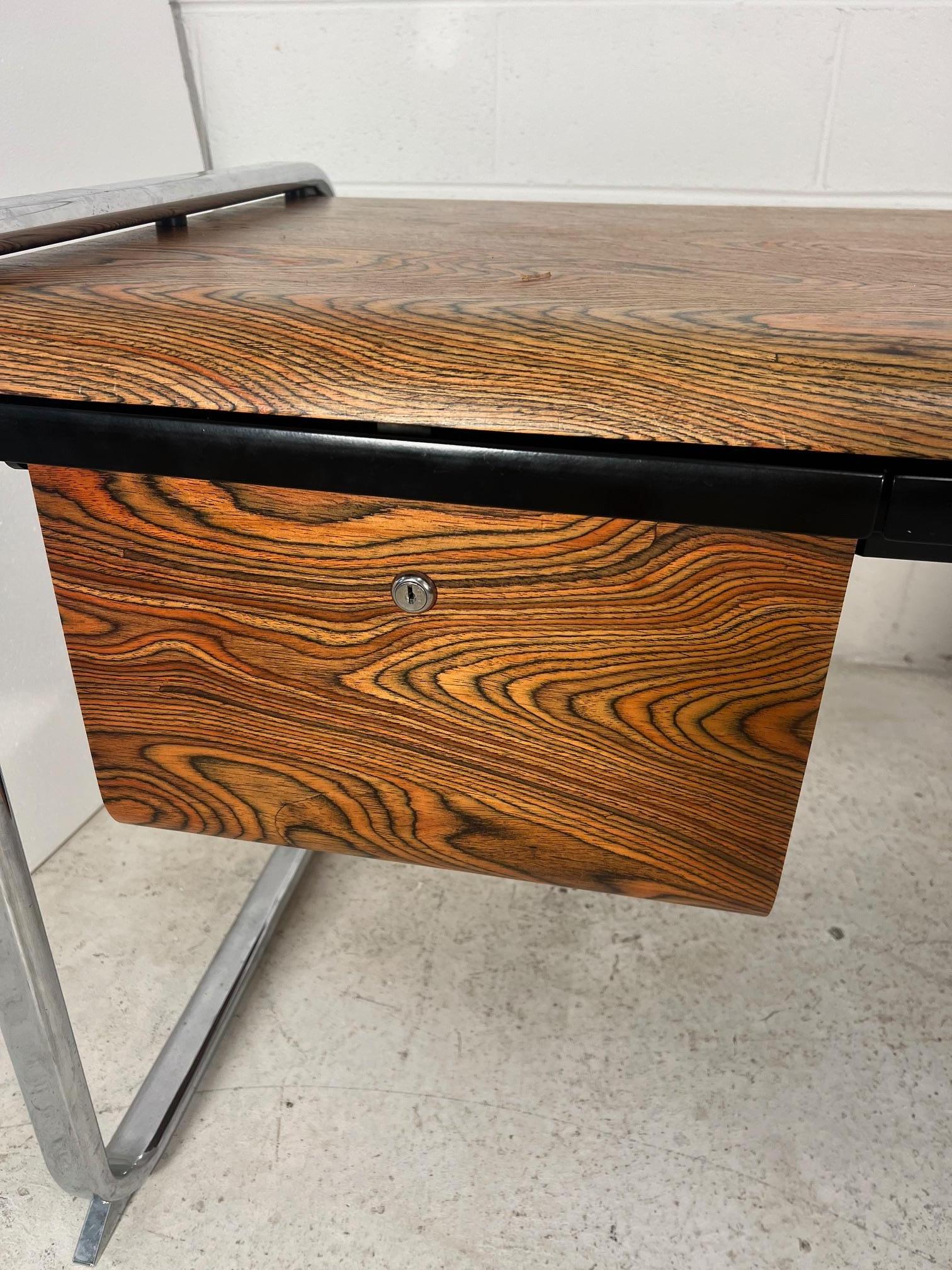 Small Mid Century Modern Zebra Wood  Desk By Peter Protzman For Herman Miller For Sale 4