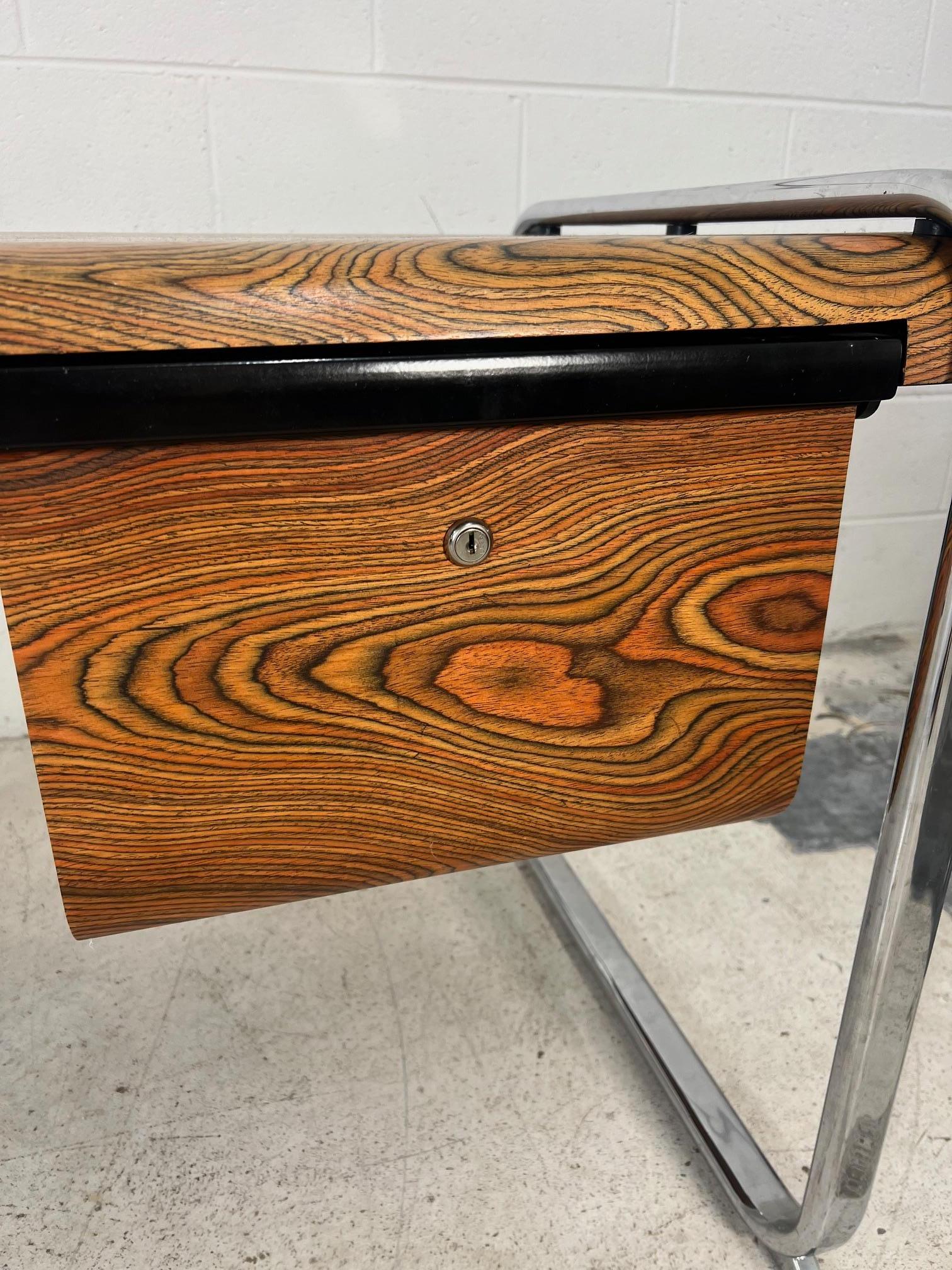 American Small Mid Century Modern Zebra Wood  Desk By Peter Protzman For Herman Miller For Sale