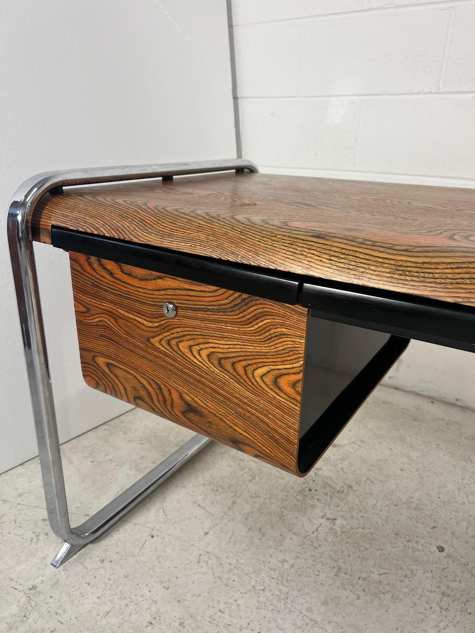 Small Mid Century Modern Zebra Wood  Desk By Peter Protzman For Herman Miller In Good Condition For Sale In Atlanta, GA