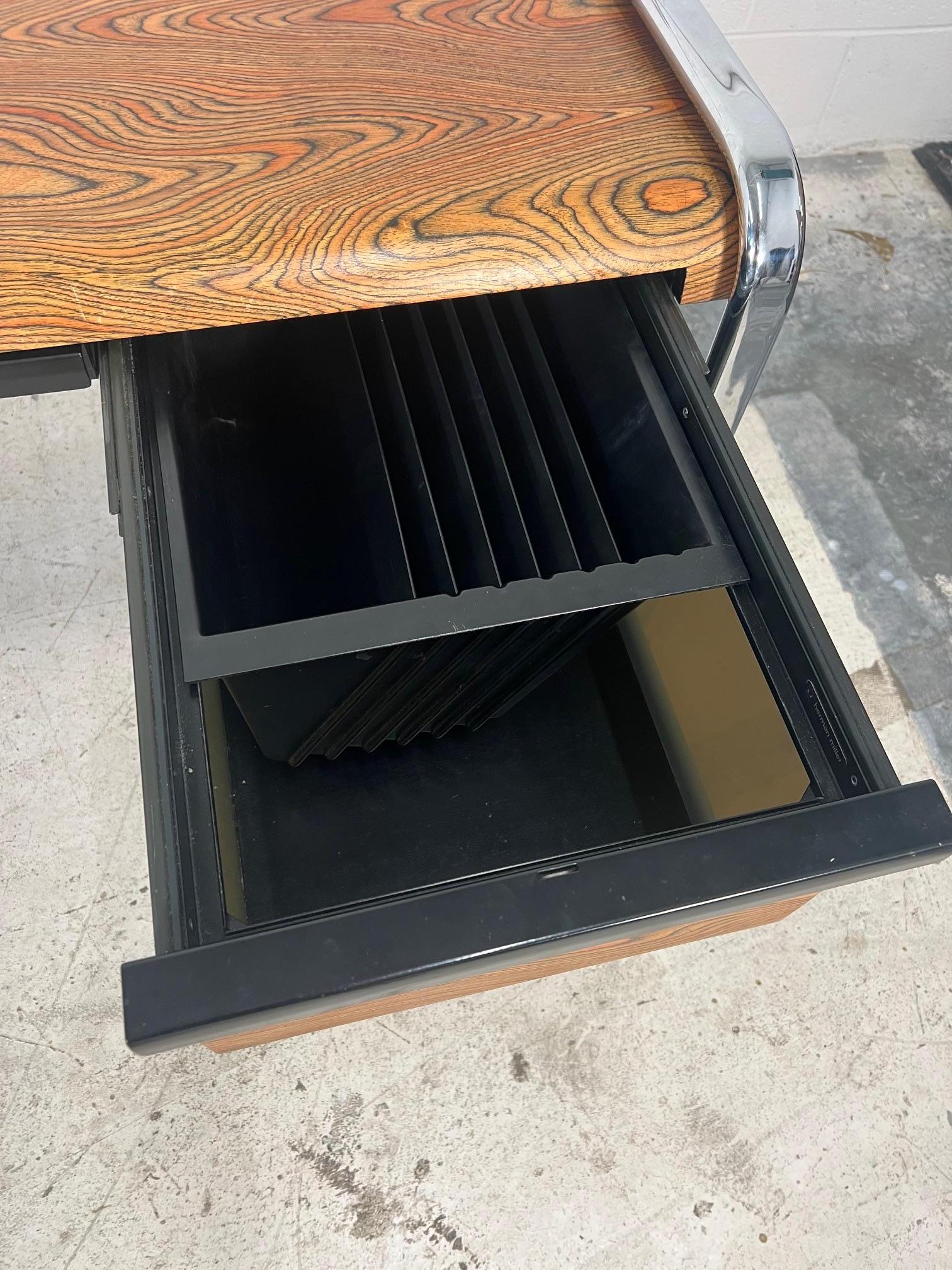 20th Century Small Mid Century Modern Zebra Wood  Desk By Peter Protzman For Herman Miller For Sale