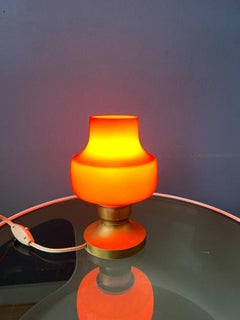 Small Mid Century Orange Glass Table Lamp, 1970s