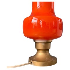 Small Mid Century Orange Glass Table Lamp, 1970s