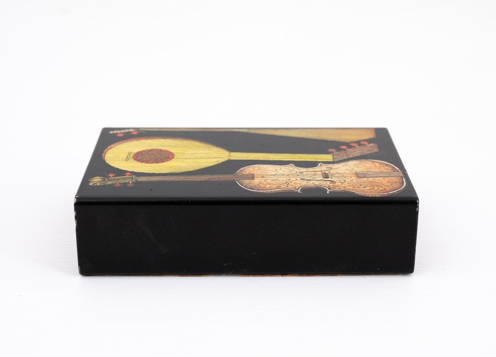 Metal Small Mid Century Piero Fornasetti Guitars and Zithers Box