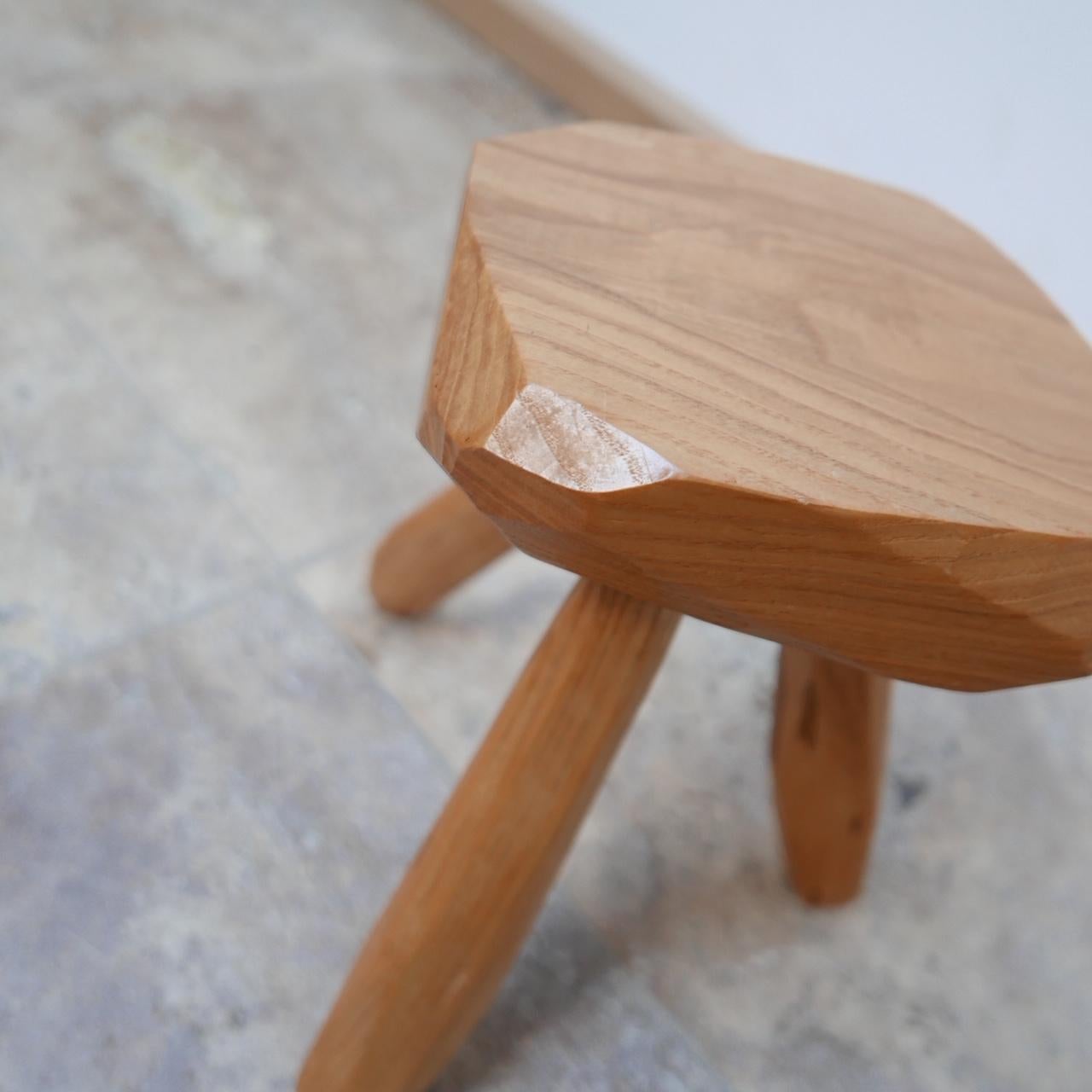 French Small Mid-Century Pine Stool
