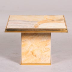 Small Mid Century Porcelain and Brass Table
