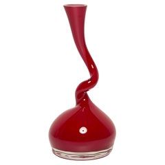 Small Mid Century Red Twisted Vase, Europe, 1960s