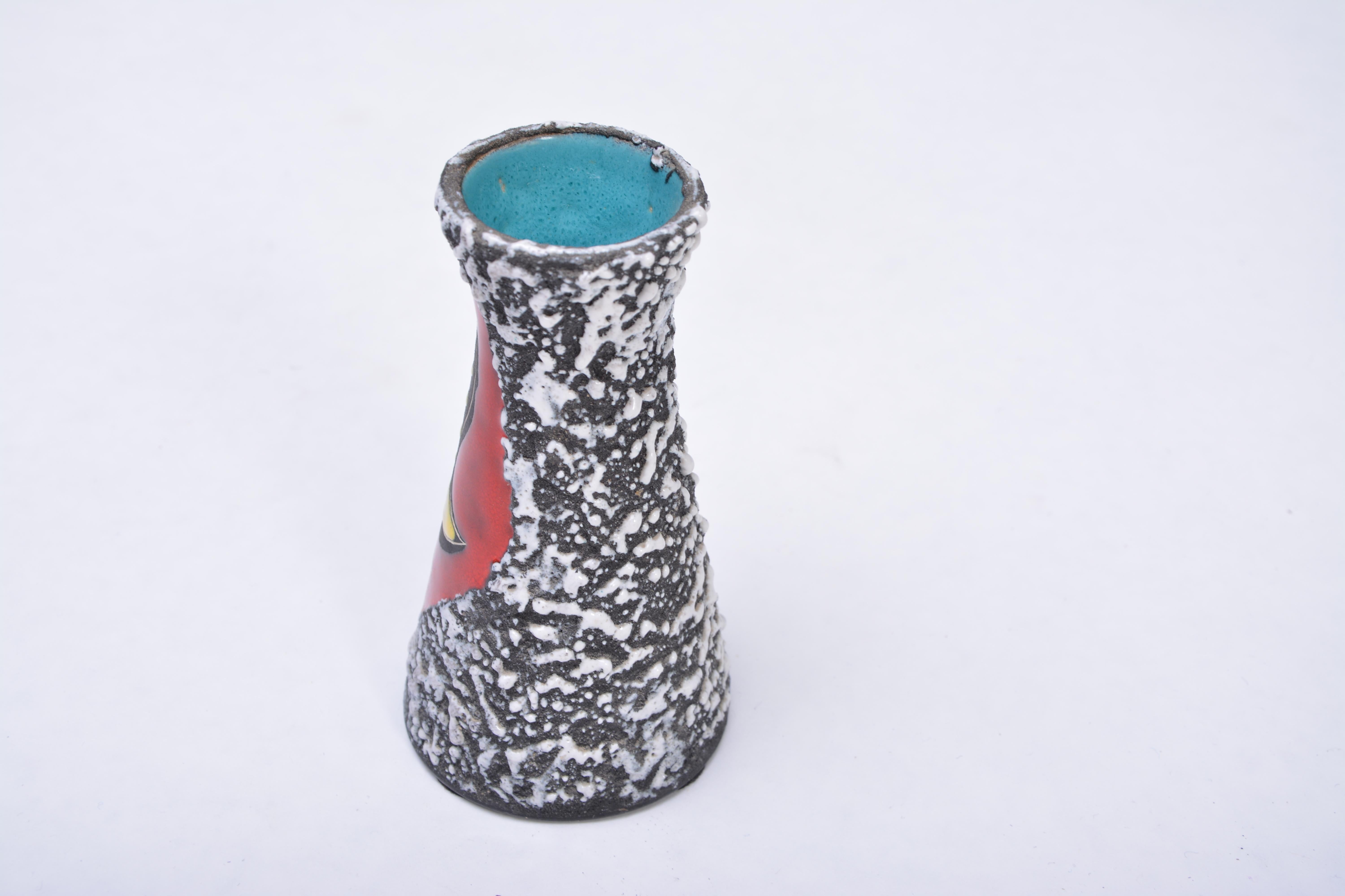 Mid-Century Modern Small Multi-Coloured Midcentury San-Marino Fat Lava Vase For Sale