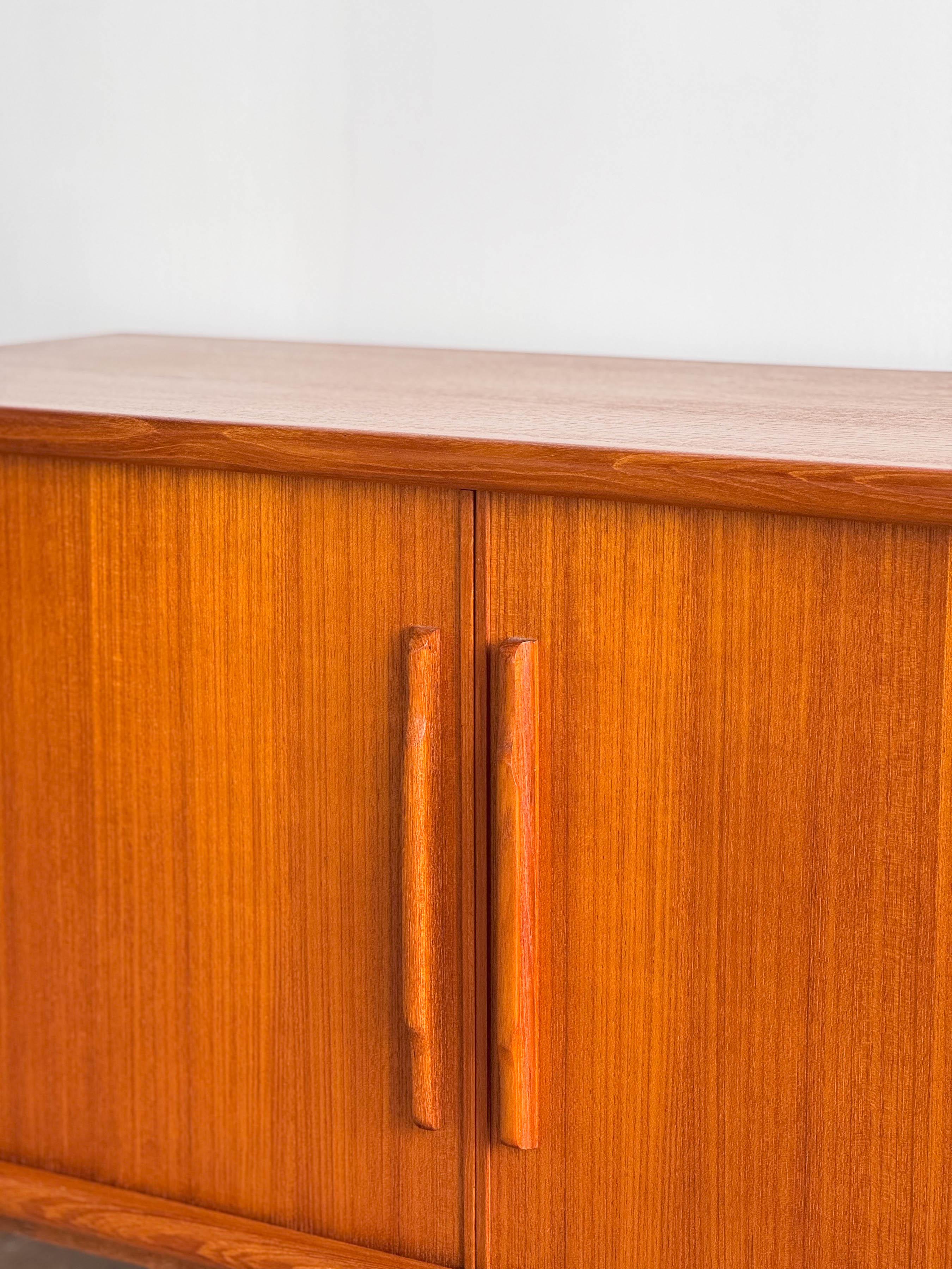 Small Mid Century Sideboard or Credenza in Teak with Tambour Doors Danish Design 5