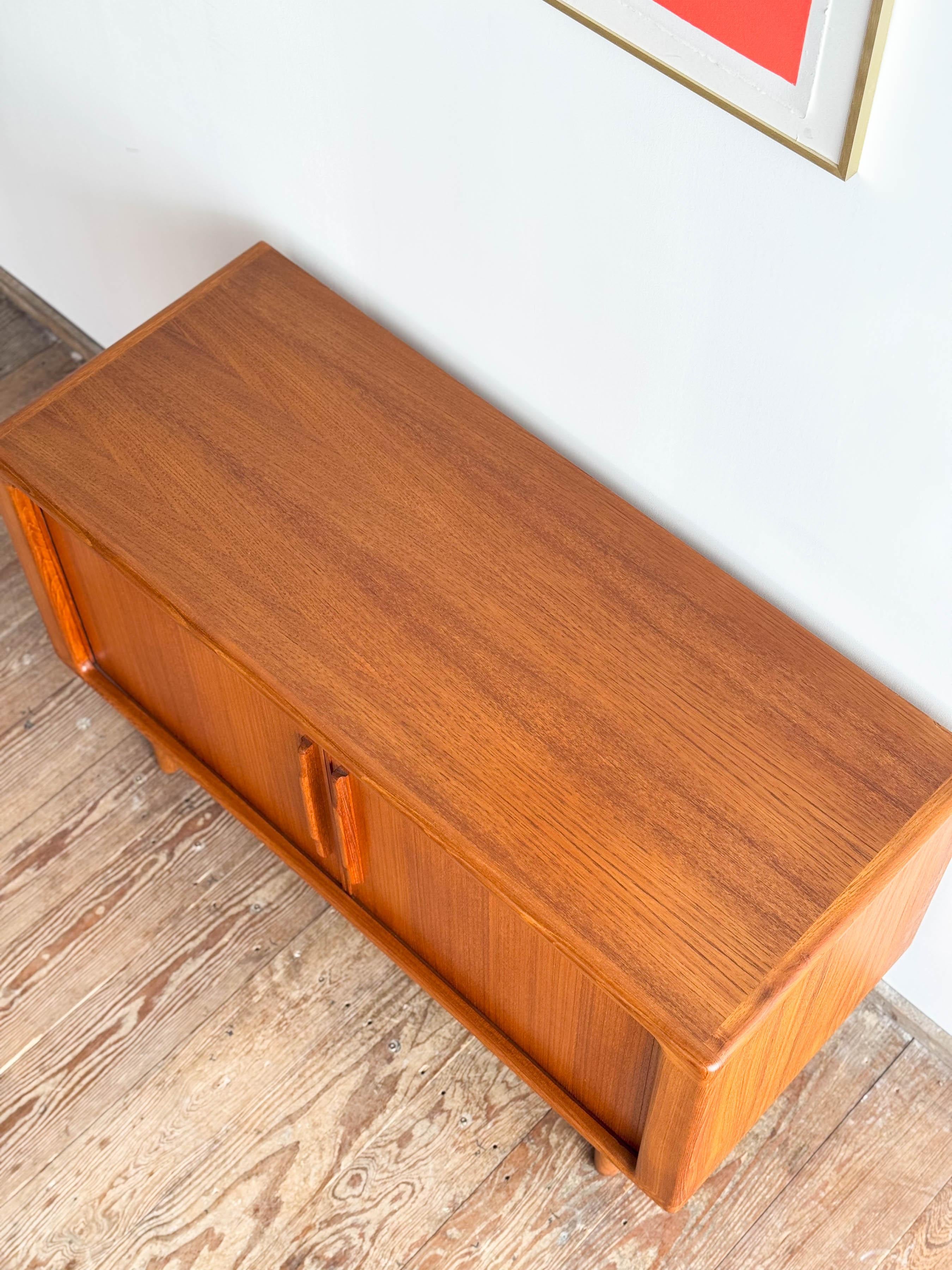Small Mid Century Sideboard or Credenza in Teak with Tambour Doors Danish Design 7