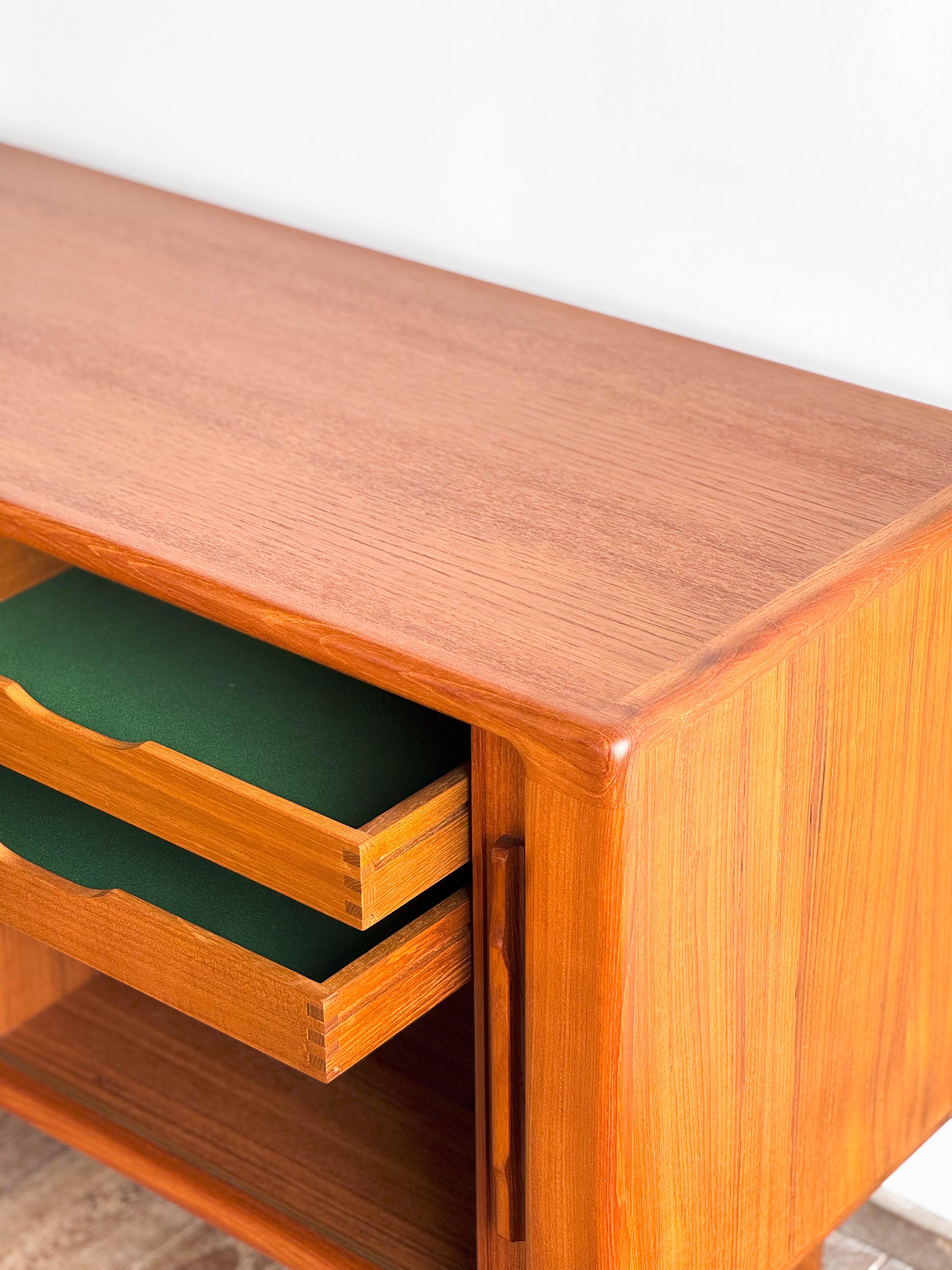 Mid-20th Century Small Mid Century Sideboard or Credenza in Teak with Tambour Doors Danish Design