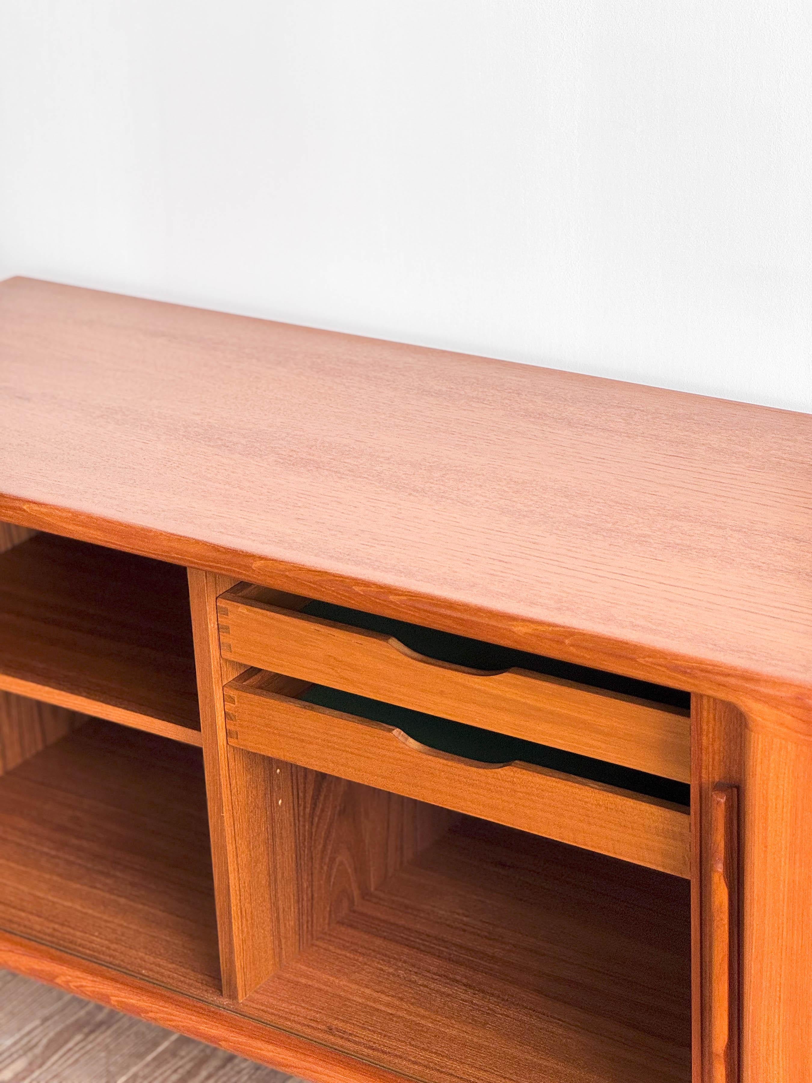 Small Mid Century Sideboard or Credenza in Teak with Tambour Doors Danish Design 2