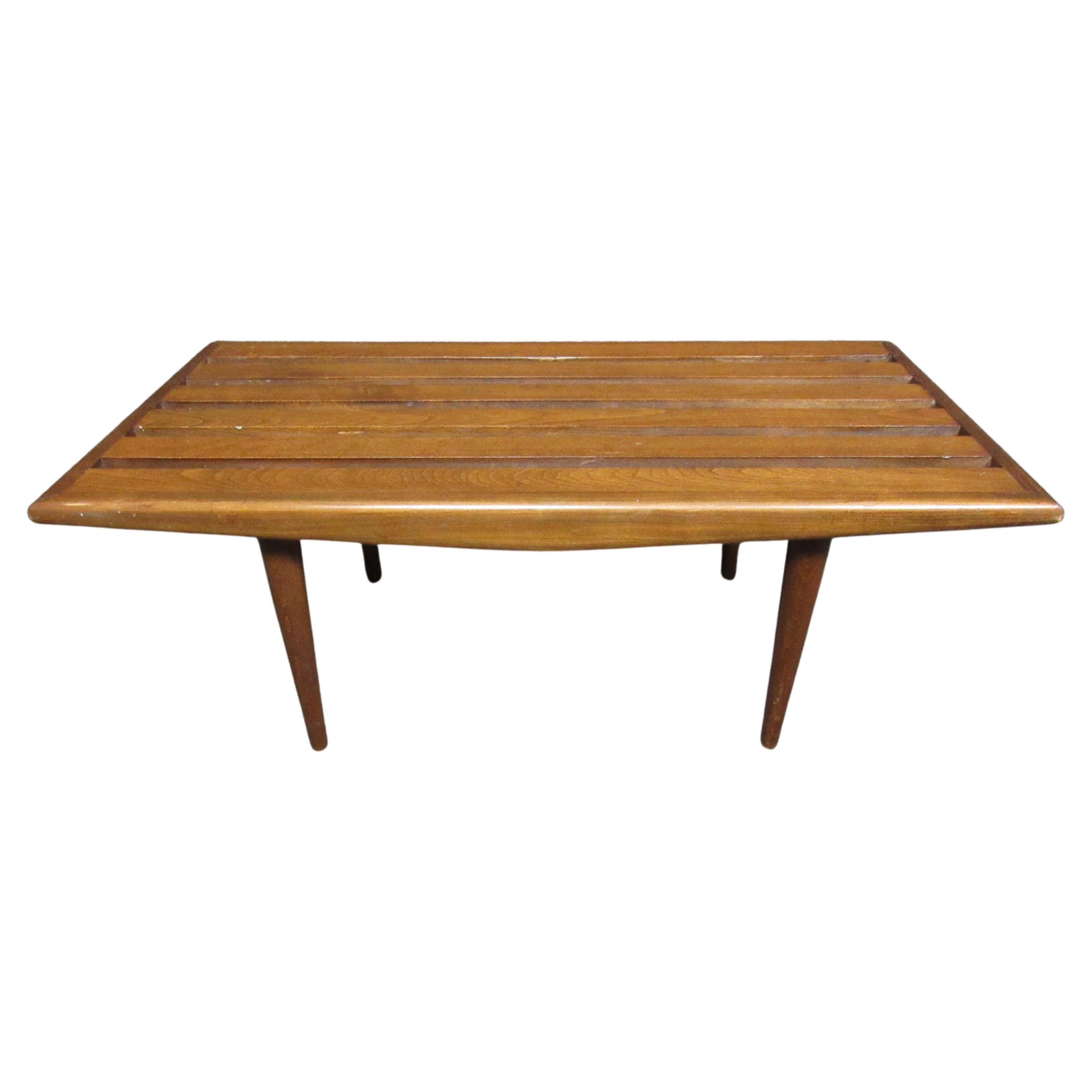 Small Mid-Century Slat Bench For Sale