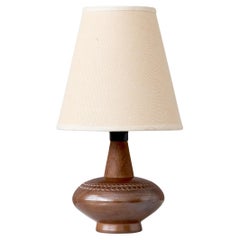 Small Mid-Century Stoneware Teak Table Lamp by Yngve Blixt, Höganäs Sweden 1960s