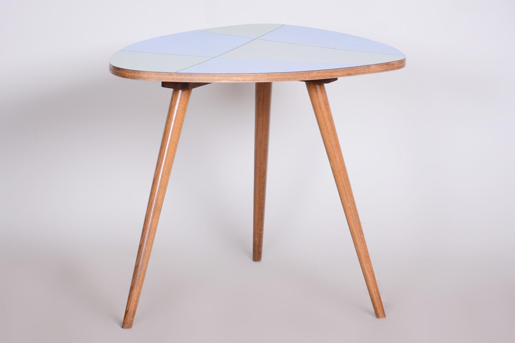 Mid-20th Century Small Mid Century Table, Made in Czechia, 1950s, Original Condition, Beech For Sale