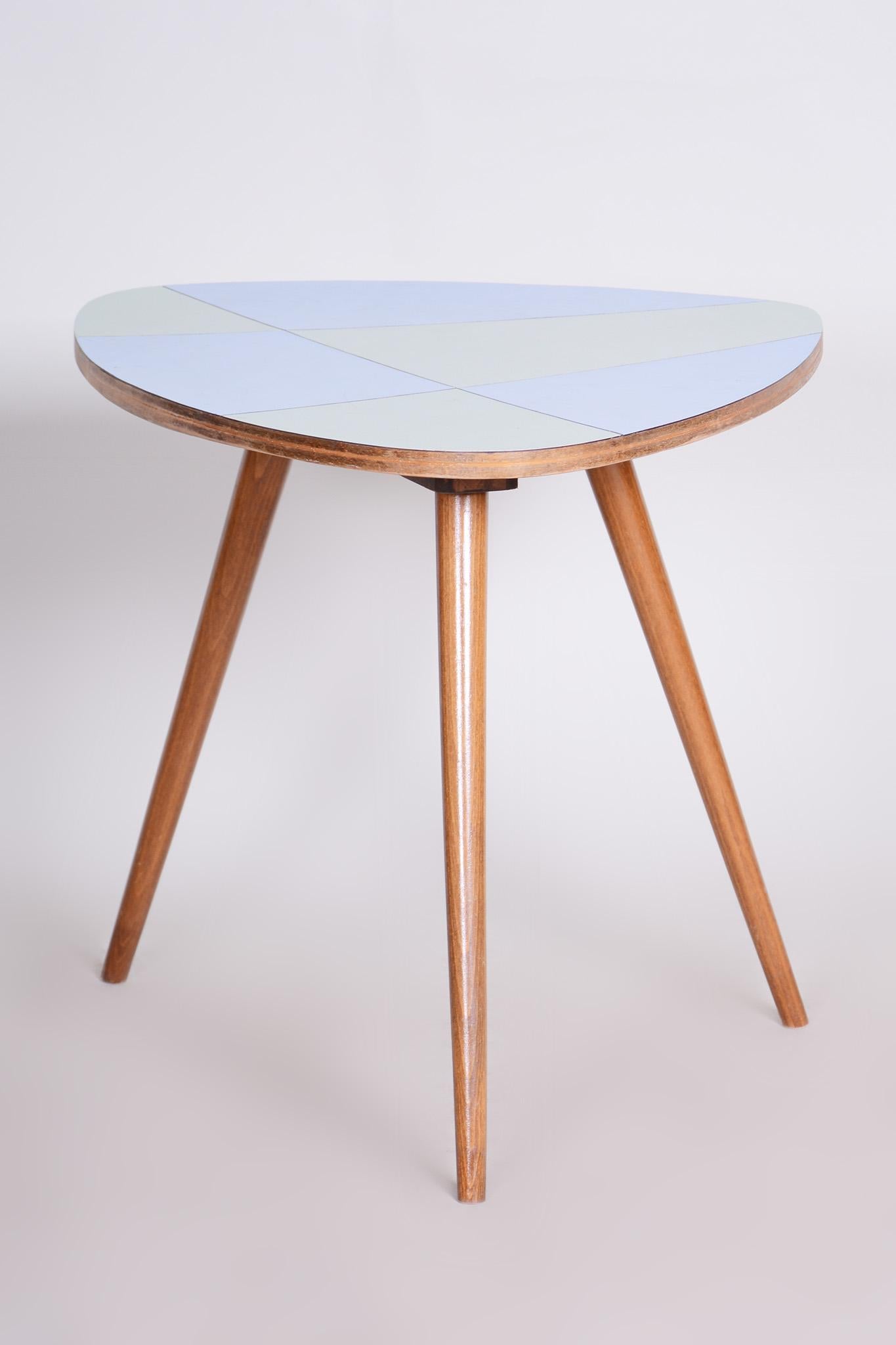 Formica Small Mid Century Table, Made in Czechia, 1950s, Original Condition, Beech For Sale